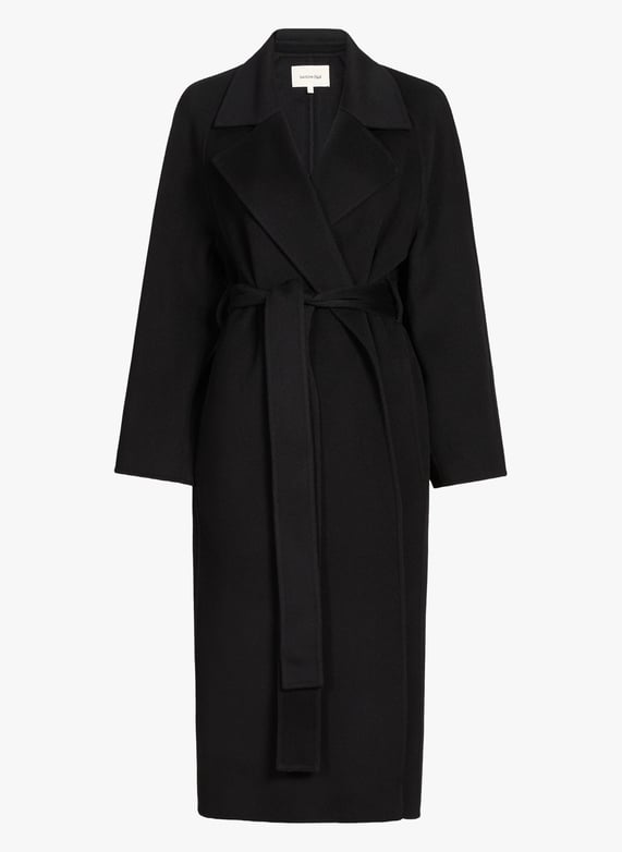 Manteau Long Noir Femme Laine Long Manteau Col Tailleur En Laine