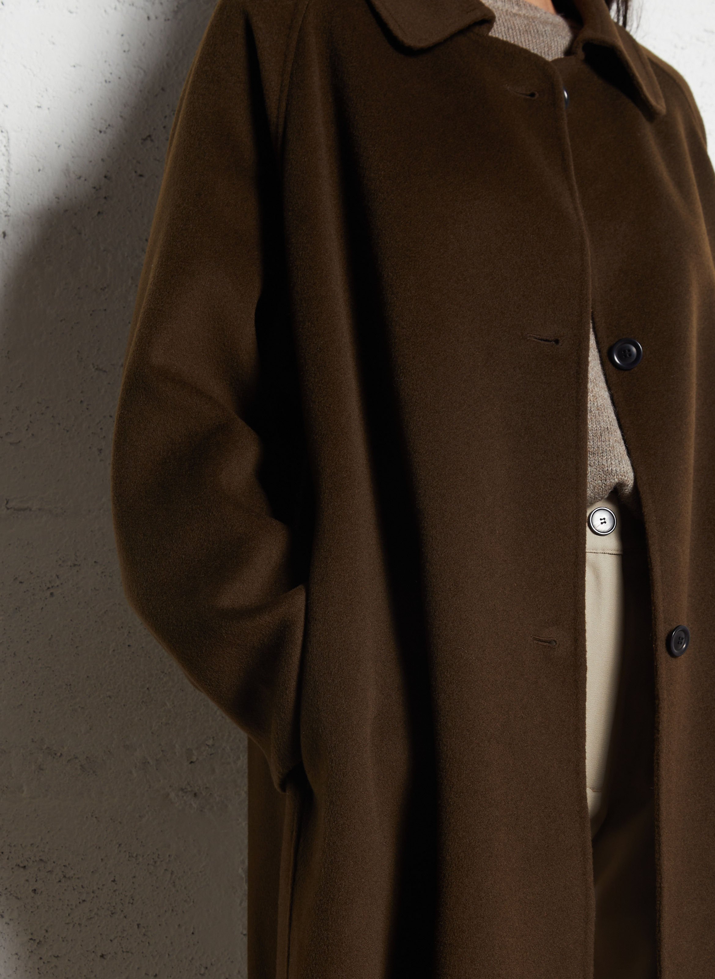 Manteau col tailleur en laine mélangée MASSCOB Marron