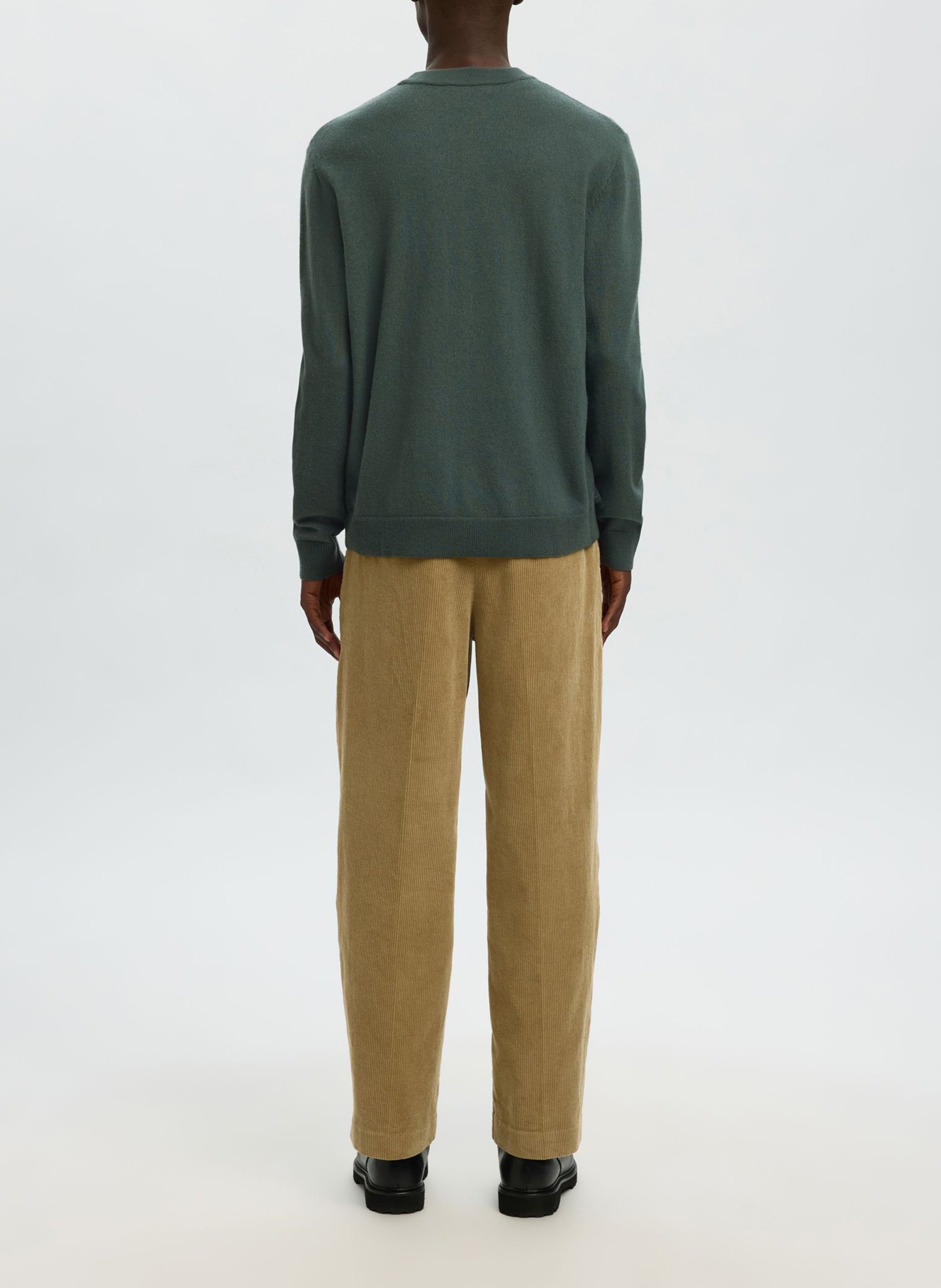 Pull slim col rond en laine SELECTED Vert