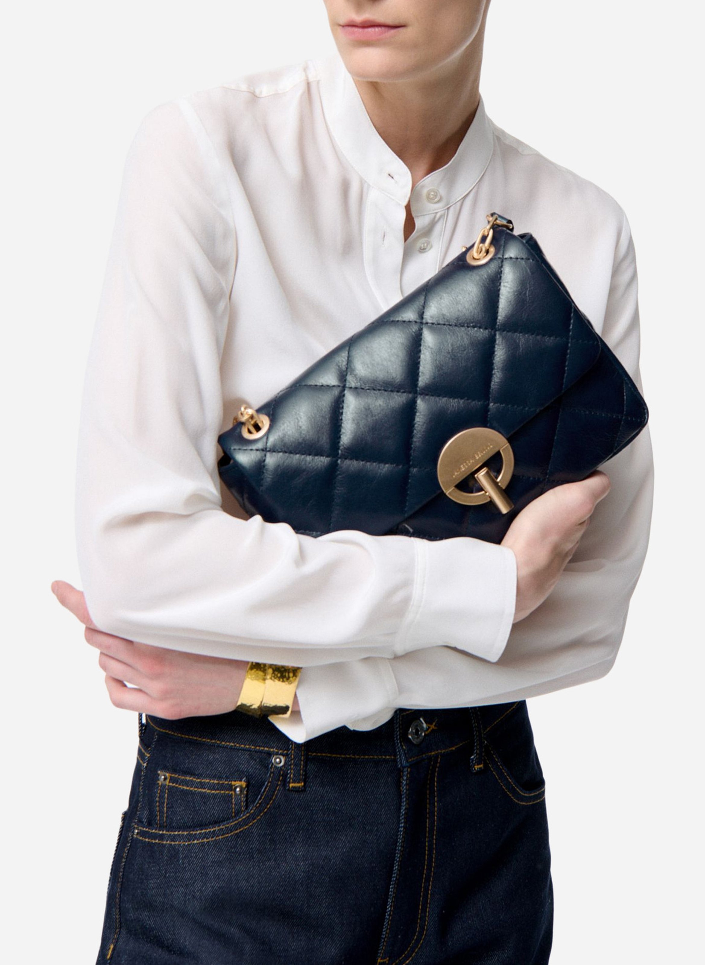 Dori leather shoulder bag VANESSA BRUNO Blue