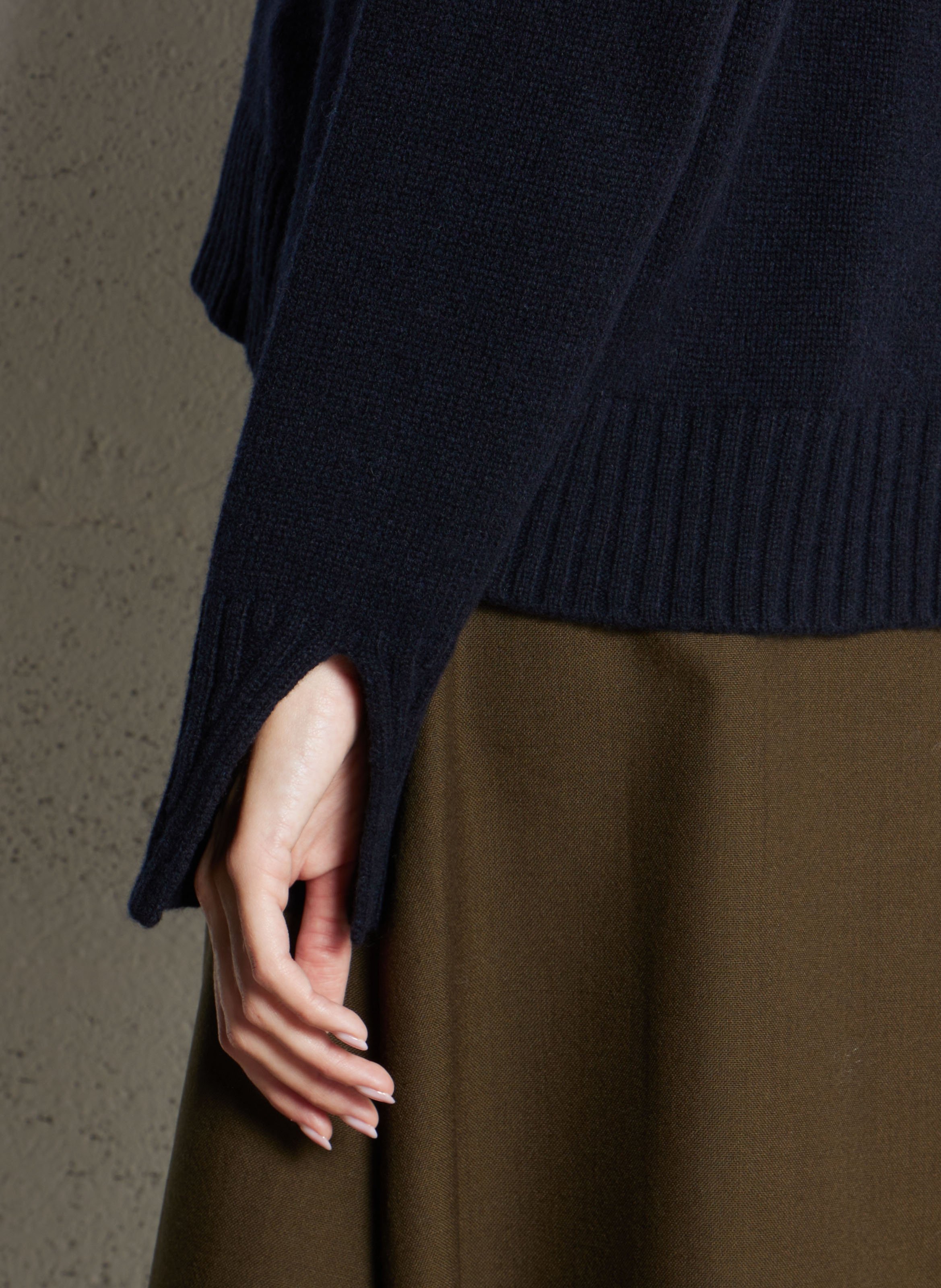 Flared wool midi skirt SOEUR Khaki