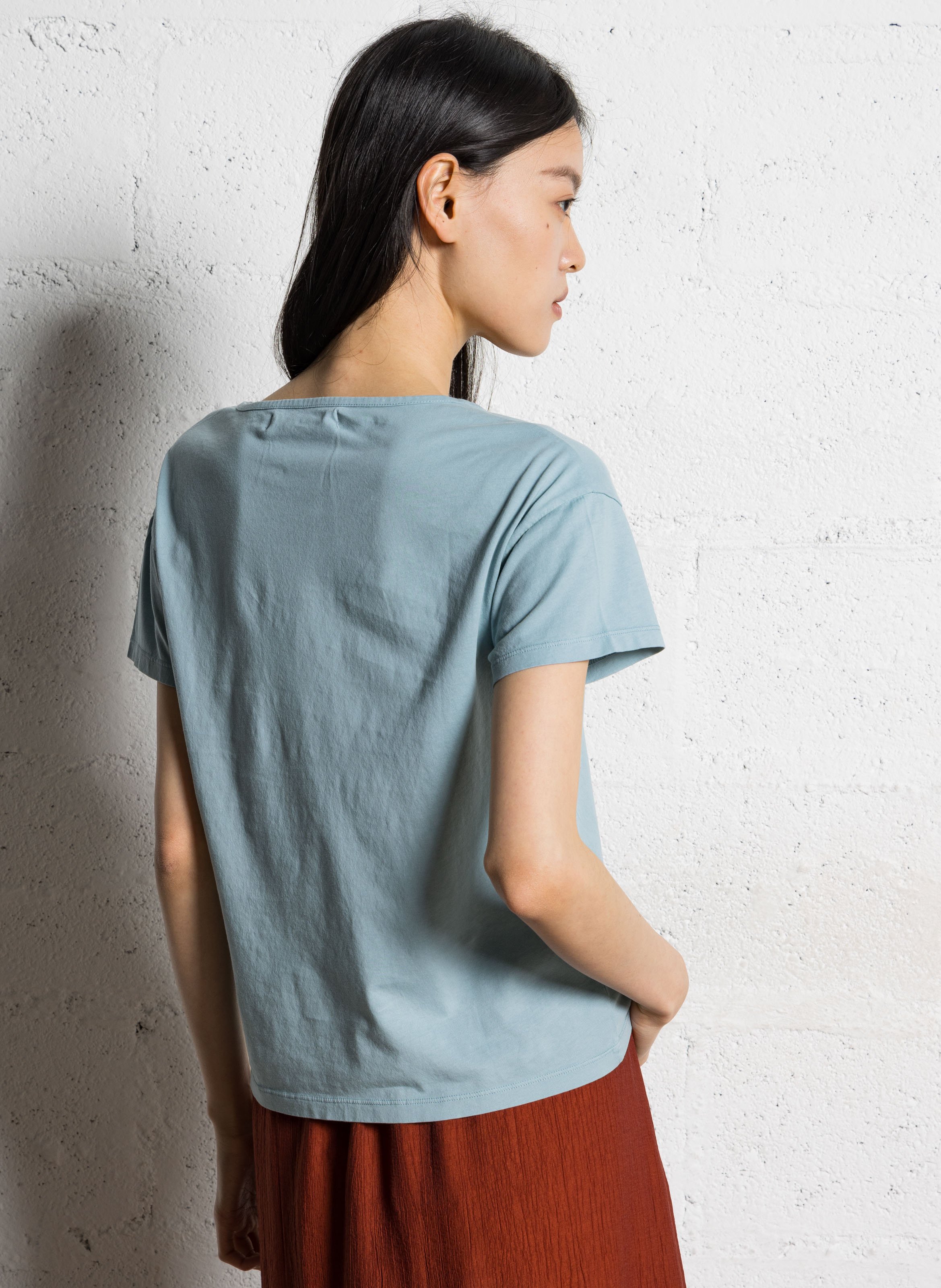 Tee-shirt brodé en coton col rond NICE THINGS Bleu