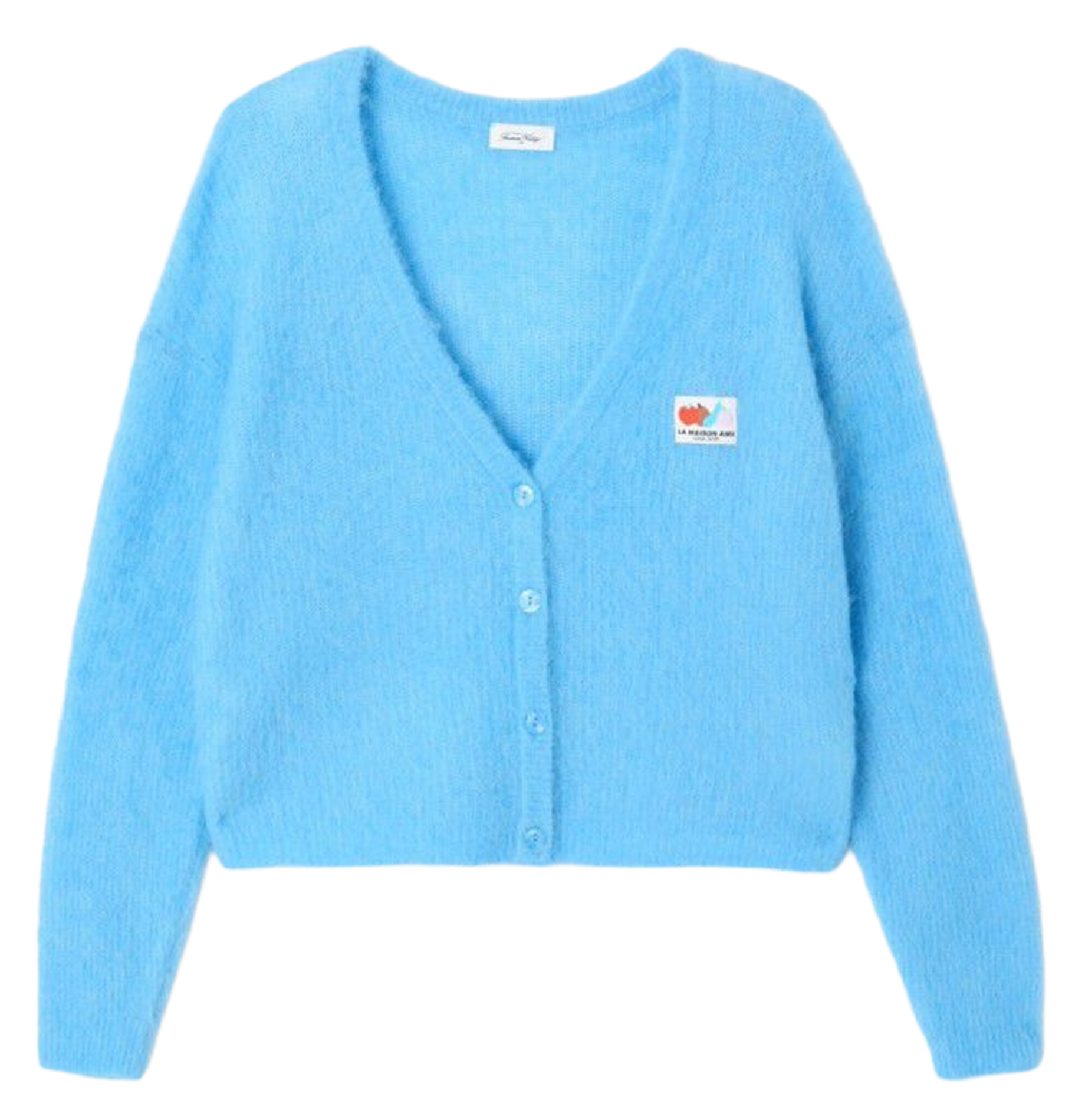 Gilet droit en alpaga mélangé AMERICAN VINTAGE Bleu