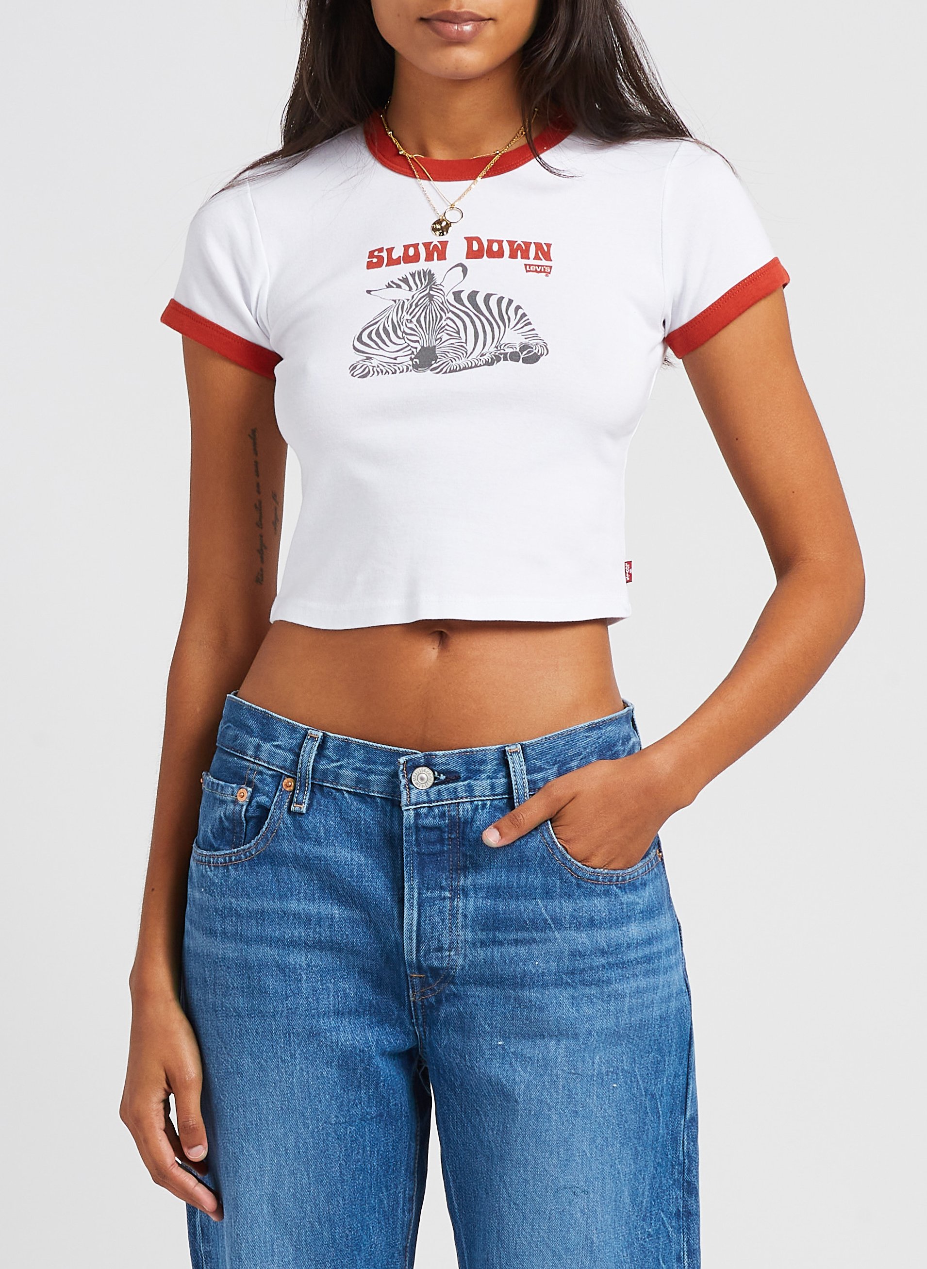 Tee shirt court col rond imprimé  LEVI'S White
