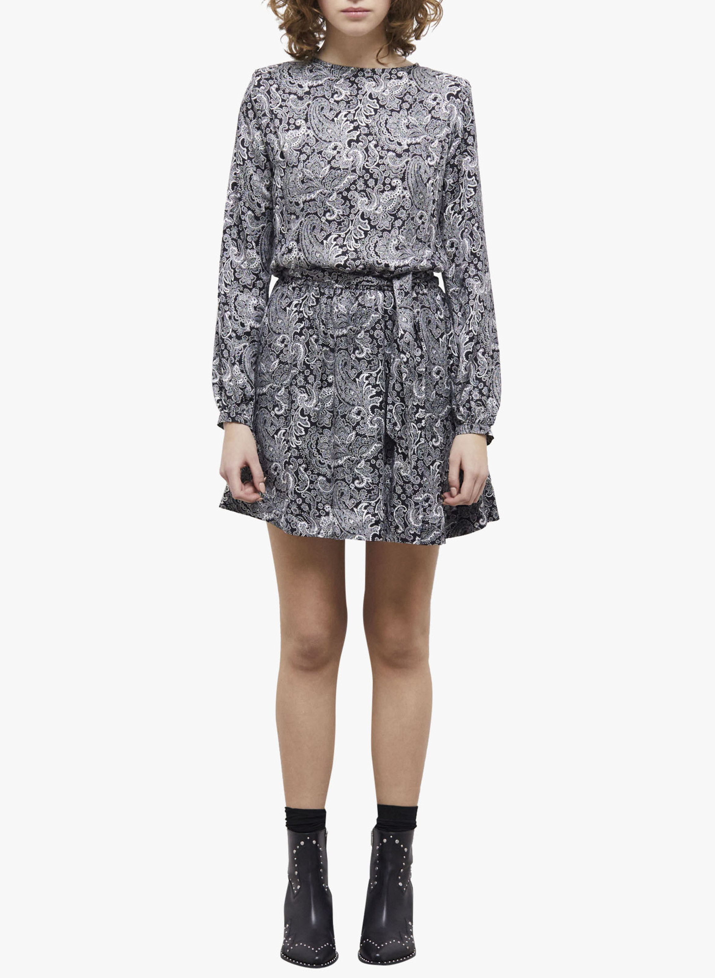 Korte jurk met ronde hals en print THE KOOPLES Zwart