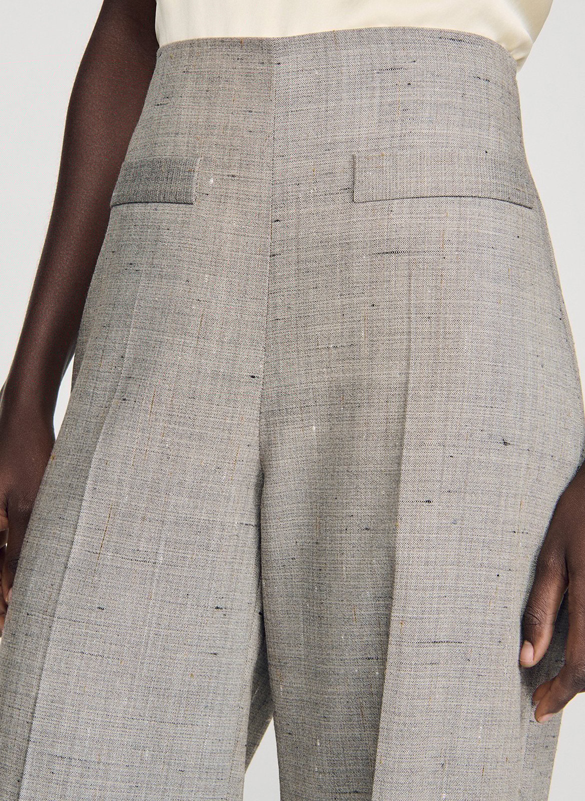 Declic wool-blend loose-fit trousers SANDRO Beige