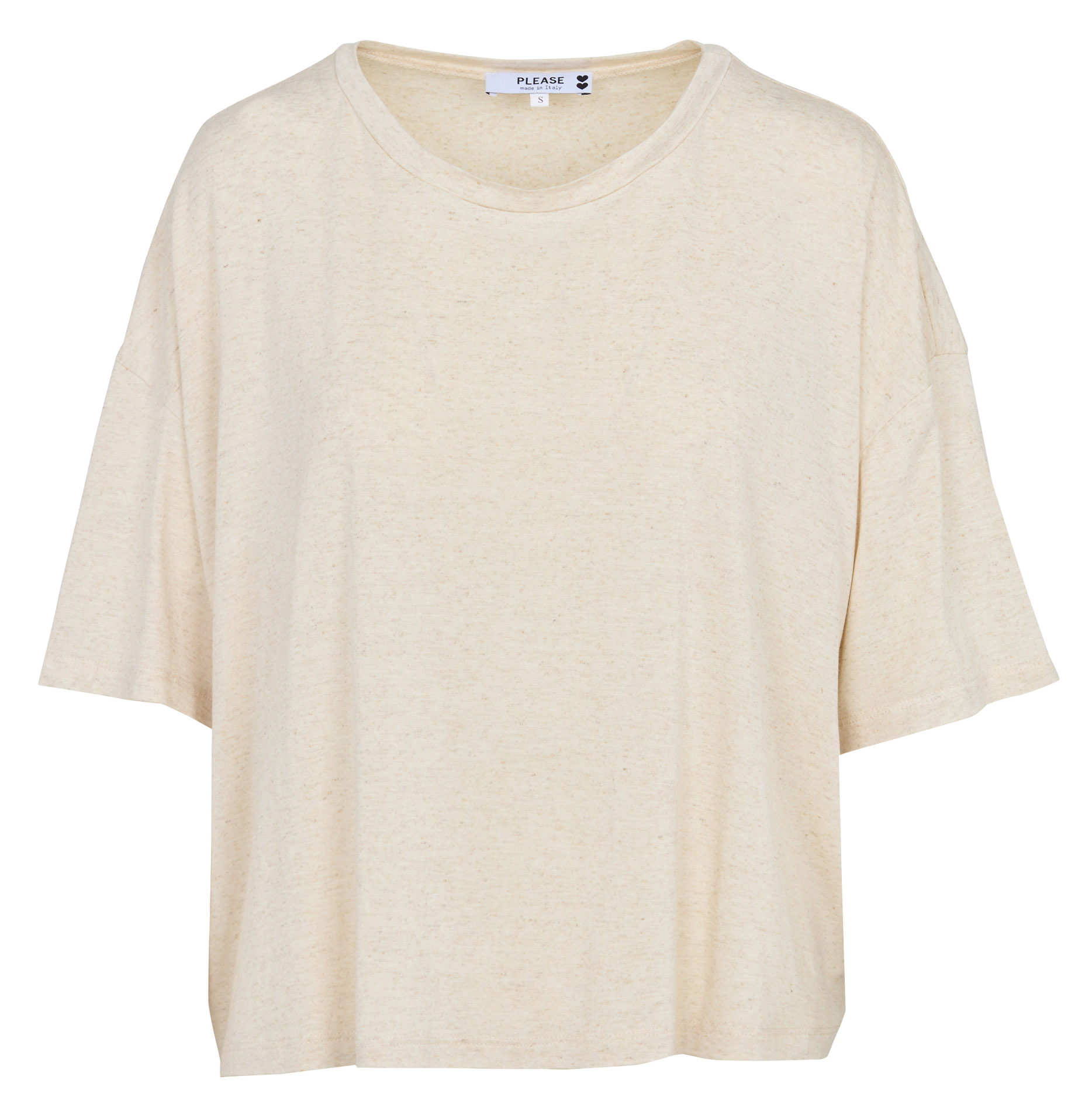 Tee-shirt oversize col rond PLEASE Beige