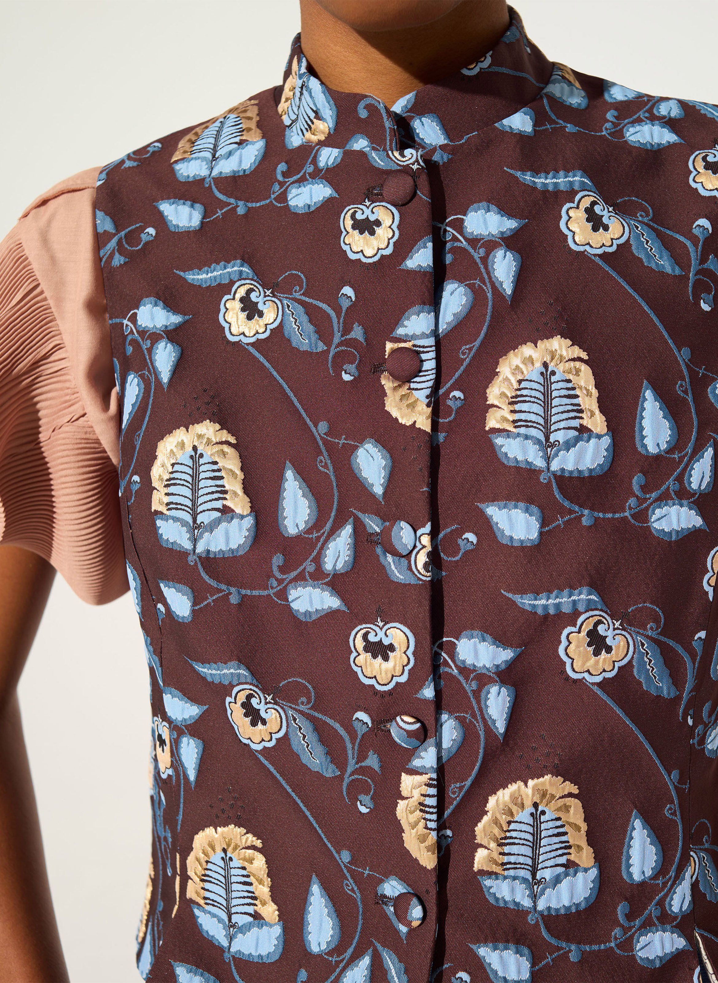 Mao-Kragen-Weste aus Jacquard COTELAC Violett