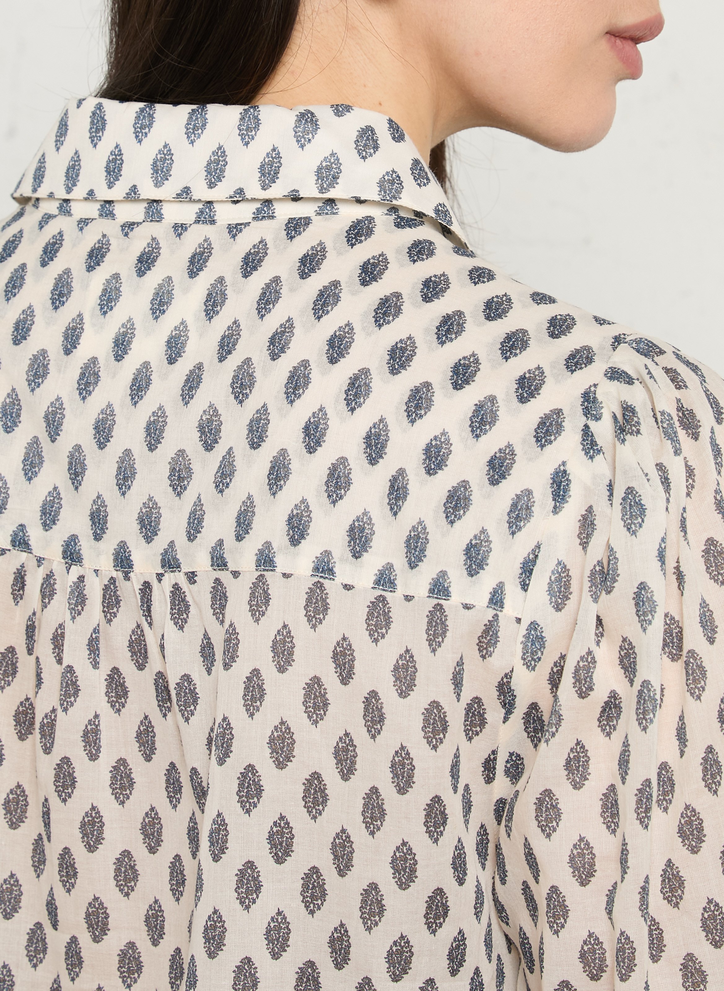 Straight classic collar shirt printed in cotton voile MAISON 123 White