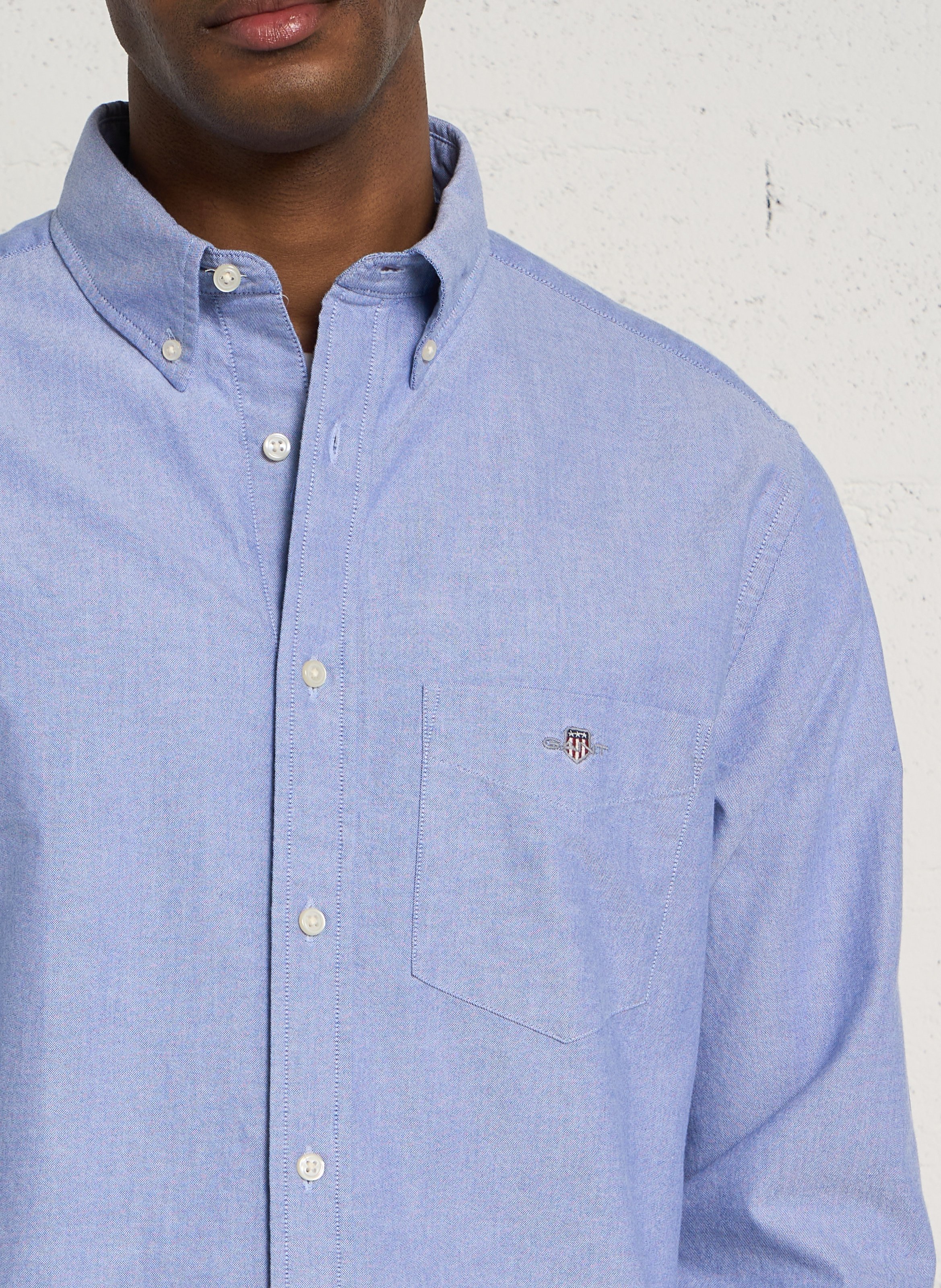 Chemise regular-fit col américain en coton GANT Bleu