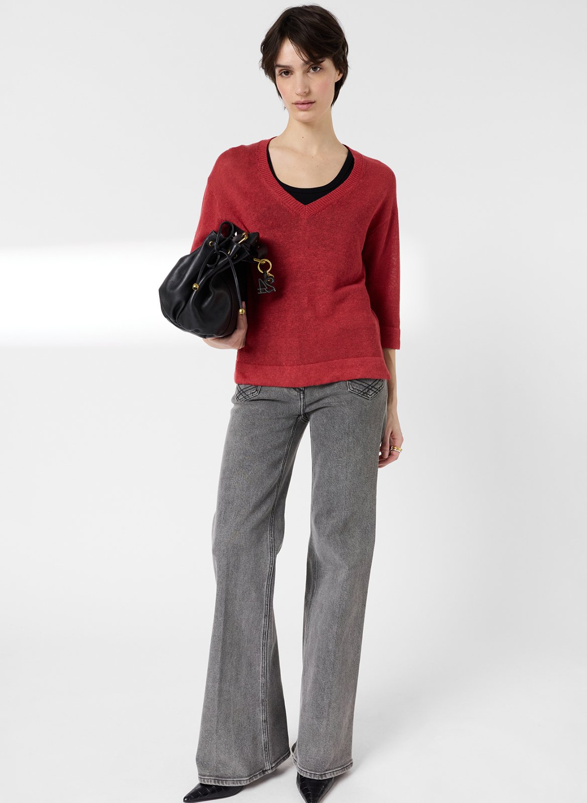 Leinenpullover mit V-Ausschnitt GERARD DAREL Rot