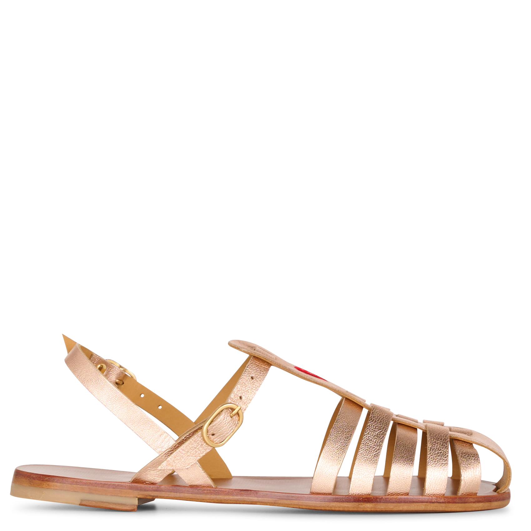 Metallic leren visser sandalen MAMA PRAIA Goudkleurig