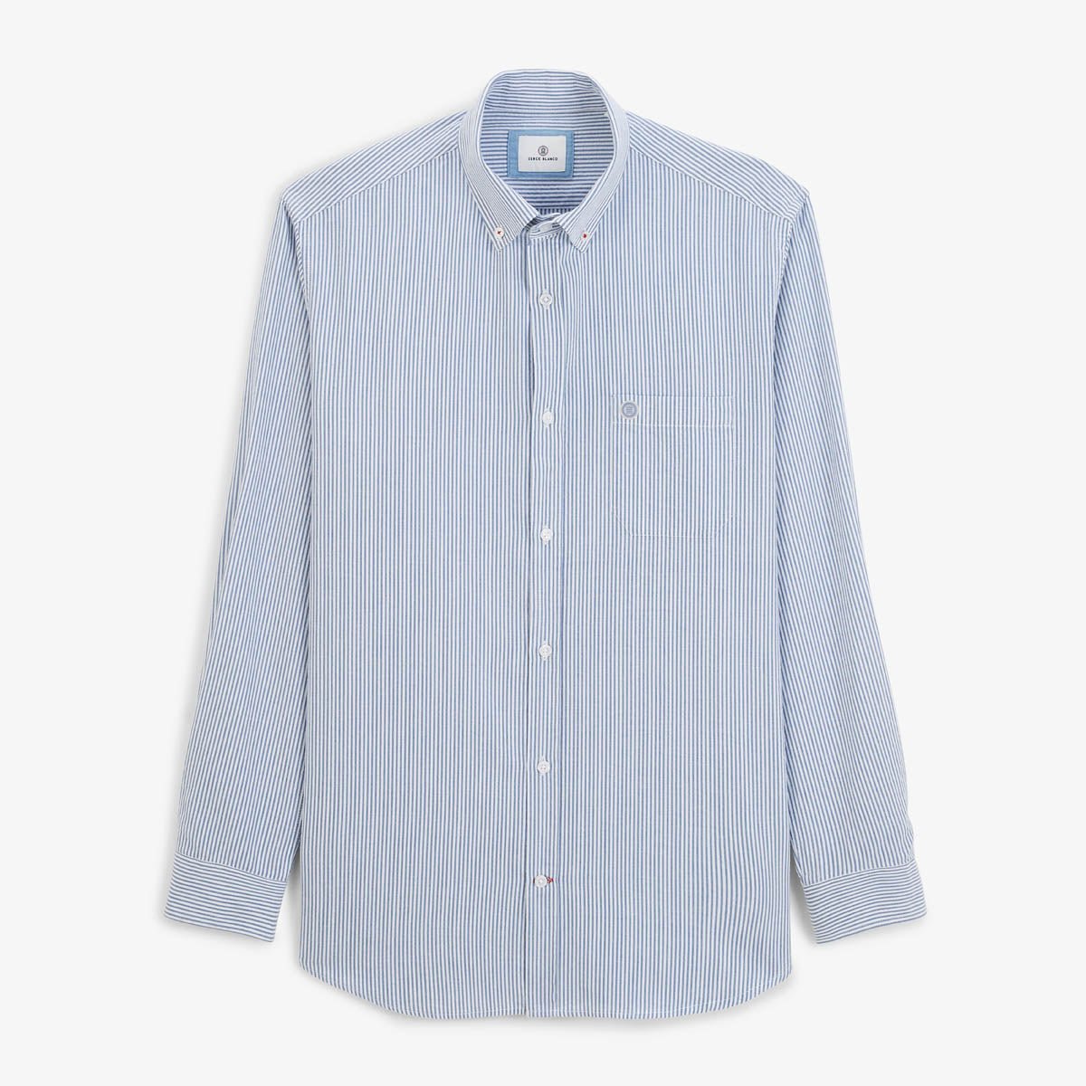 Striped Oxford cotton long-sleeve shirt SERGE BLANCO Blue