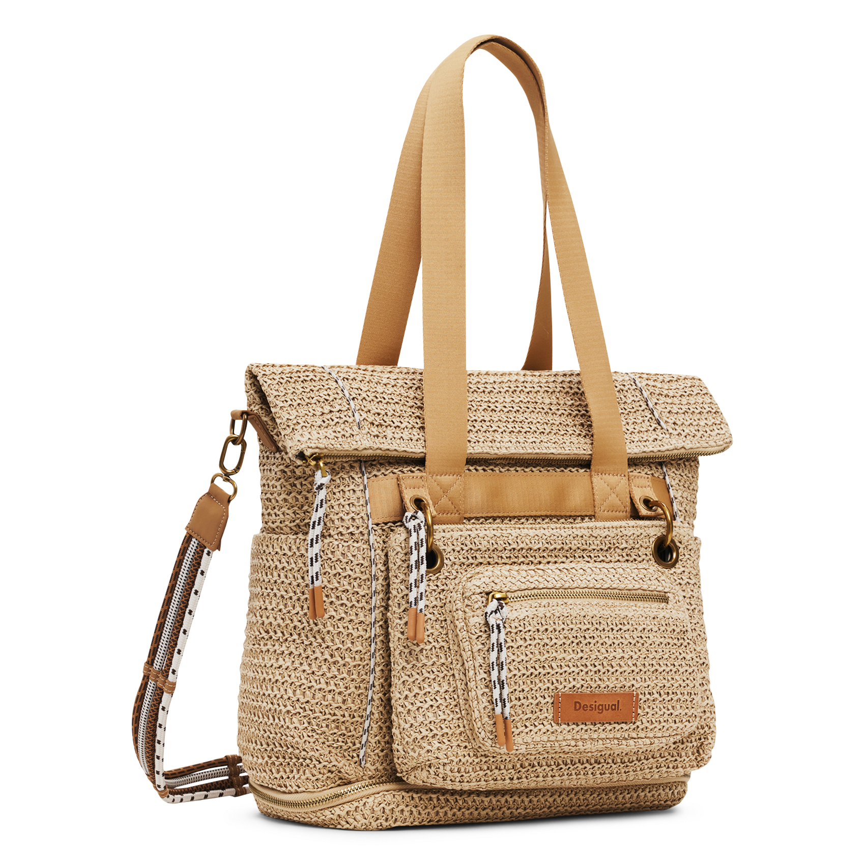 Modular raffia handbag DESIGUAL White