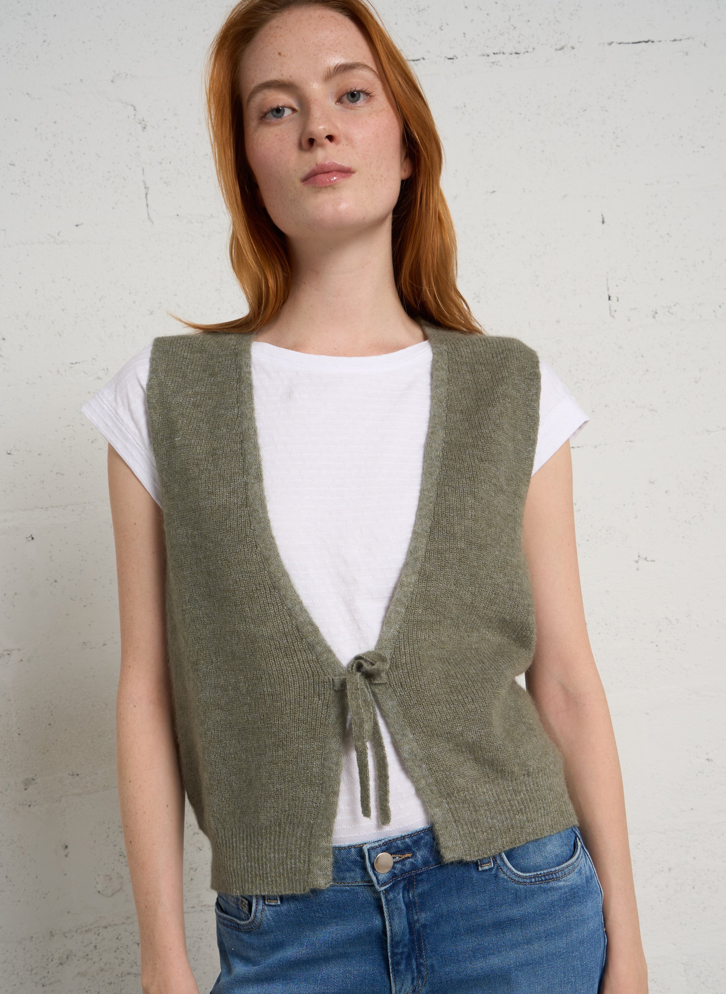 Gilet sans manches en laine mélangée MAISON 123 Vert