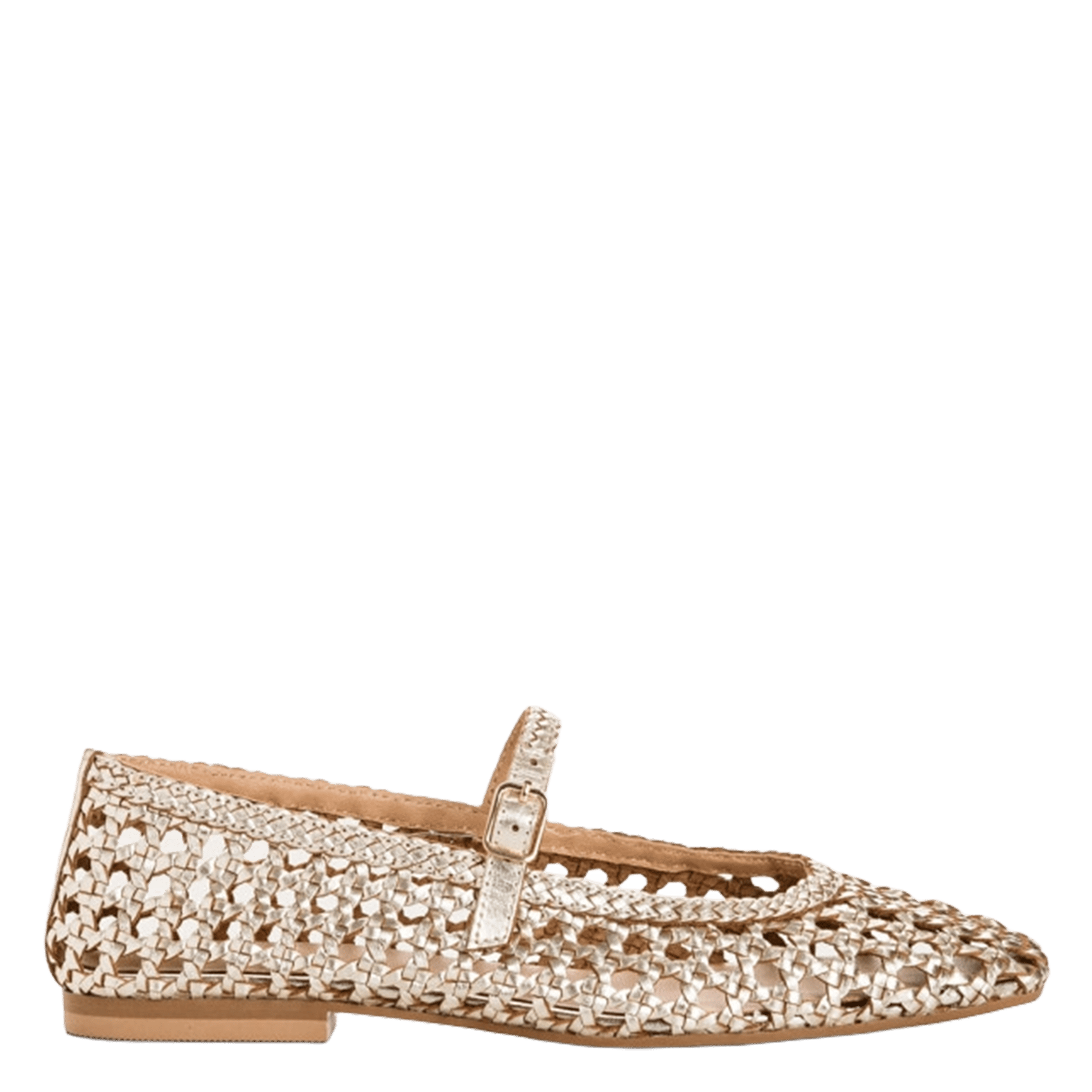 Metallic woven leather ballet flats REQINS Goudkleurig