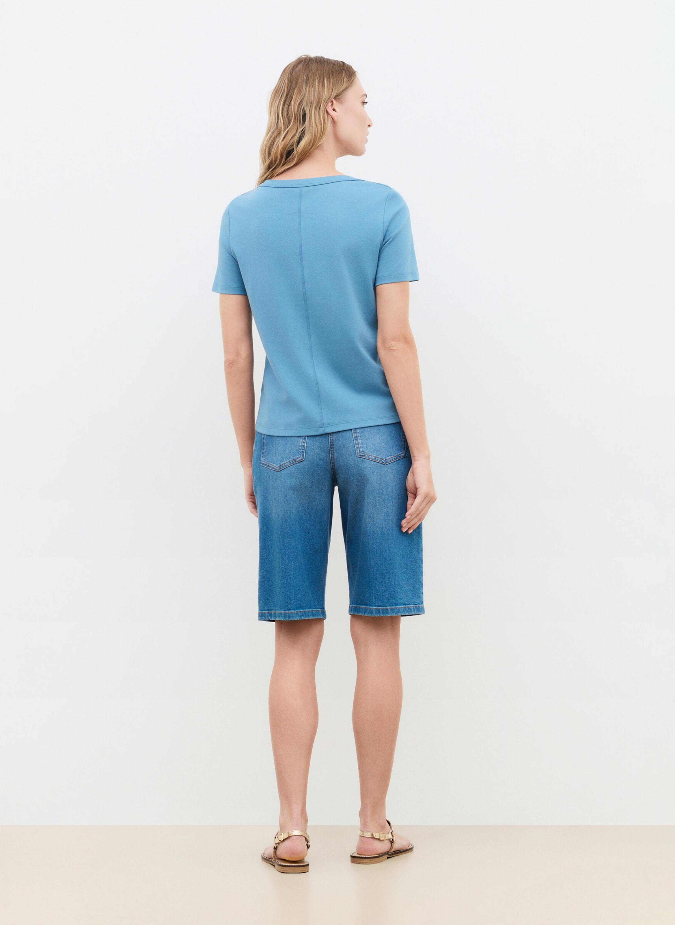 Tee-shirt ajusté en coton CAROLL Bleu