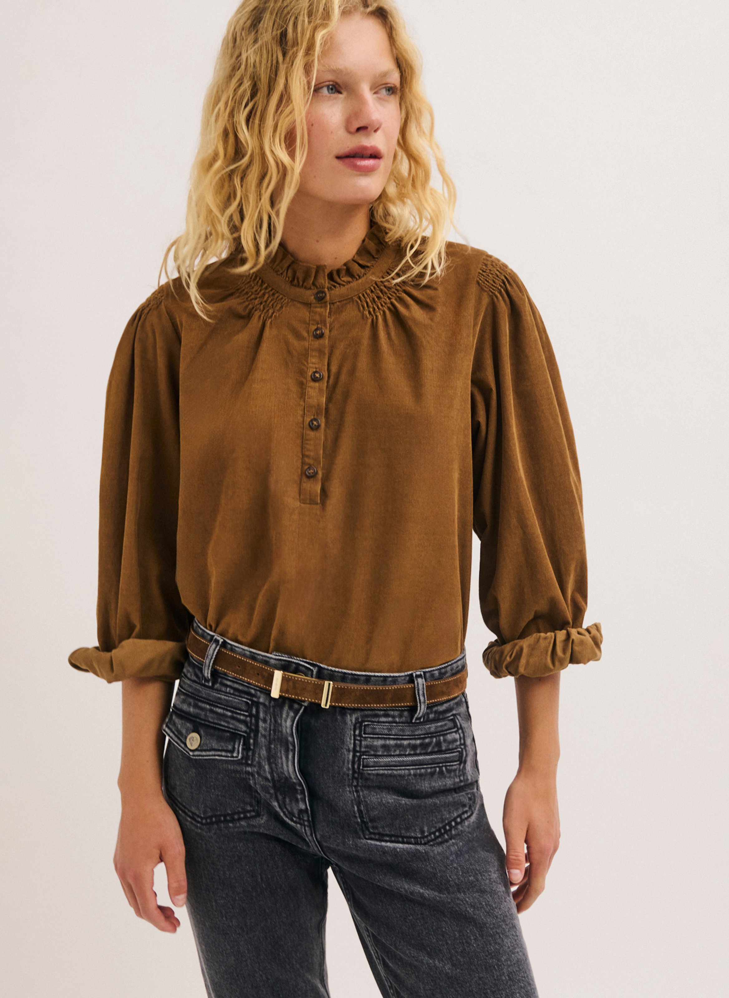 Weite Baumwollbluse PABLO Braun