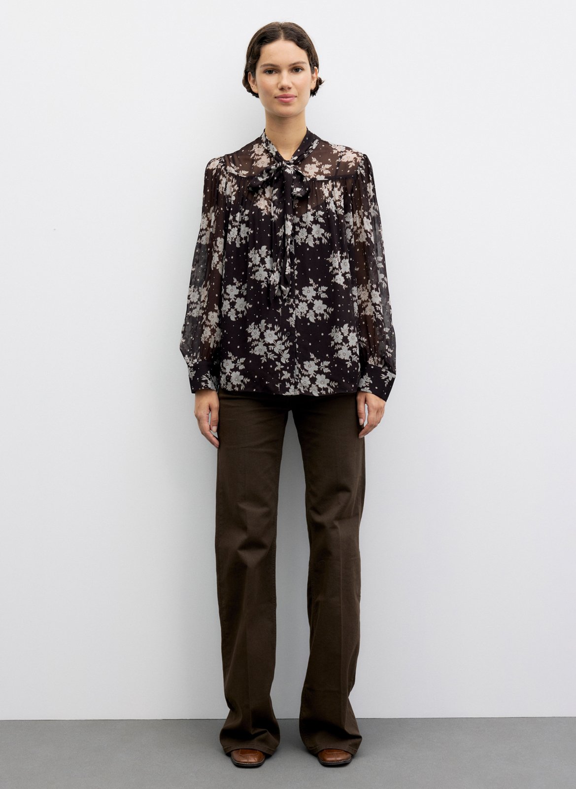 Chemise ample col lavallière GERARD DAREL Marron