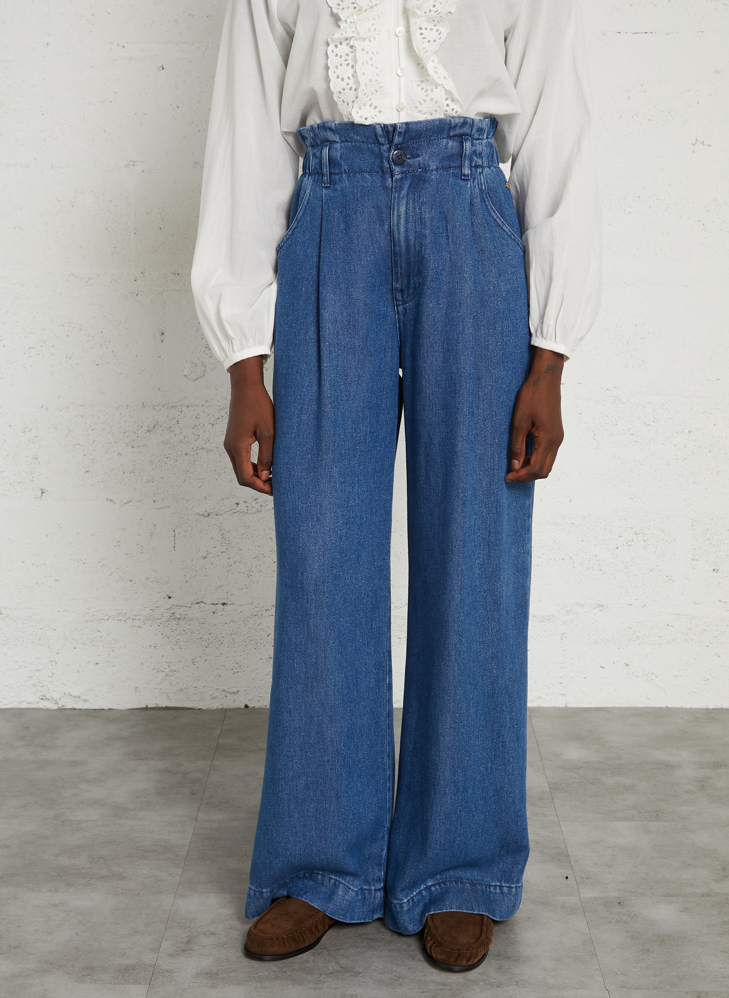Weite Jeans mit elastischem Bund DES PETITS HAUTS Blau