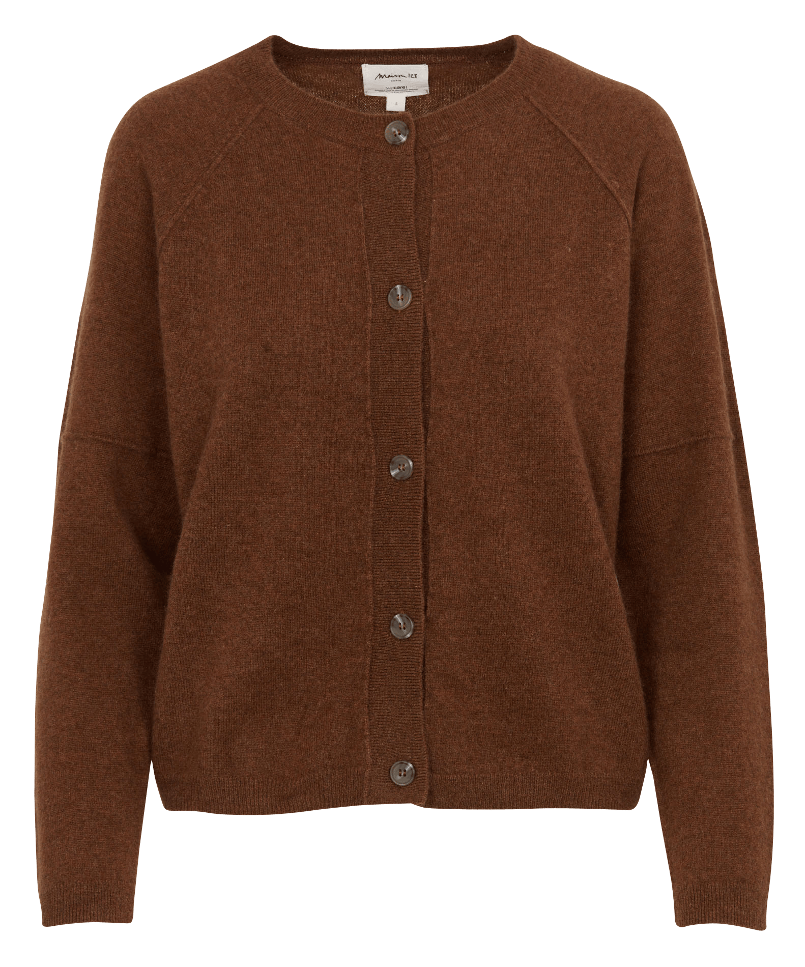 Gilet droit col rond en cachemire MAISON 123 Marron