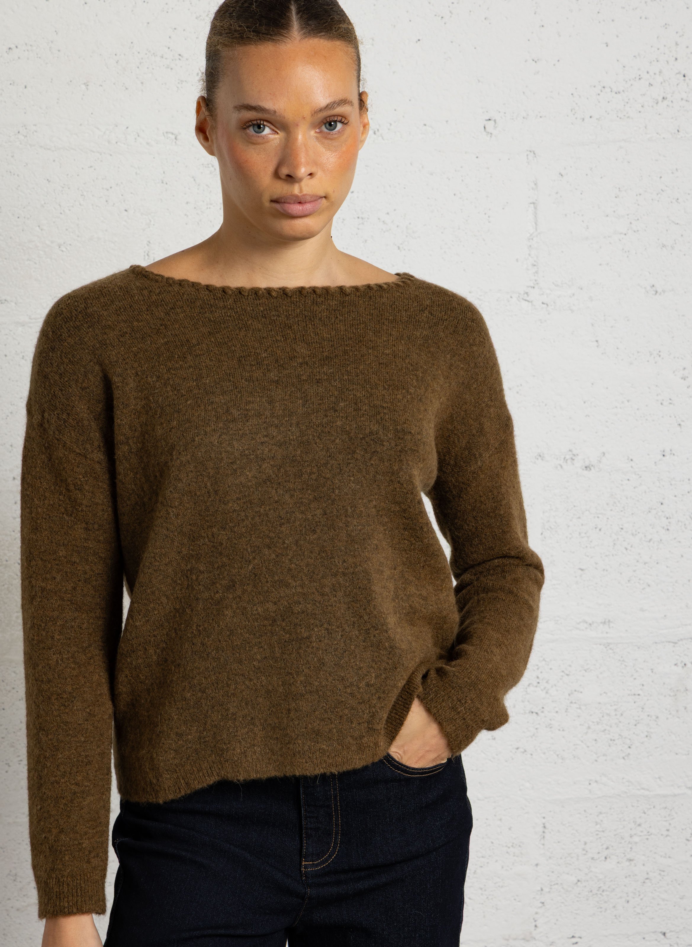 Gerade geschnittener Wollmix-Pullover MAISON 123 Grun