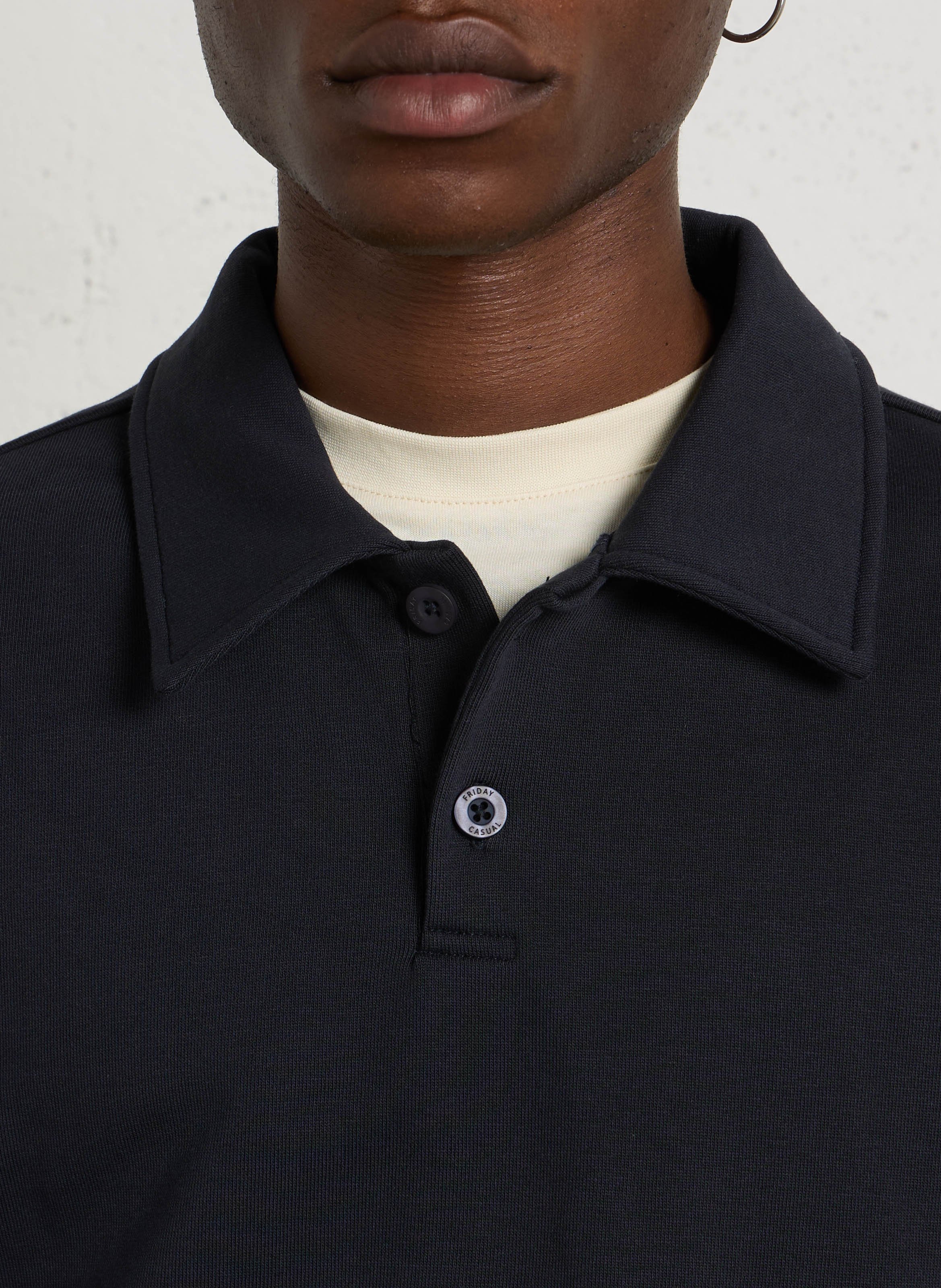 Plain cotton polo sweatshirt CASUAL FRIDAY Blue
