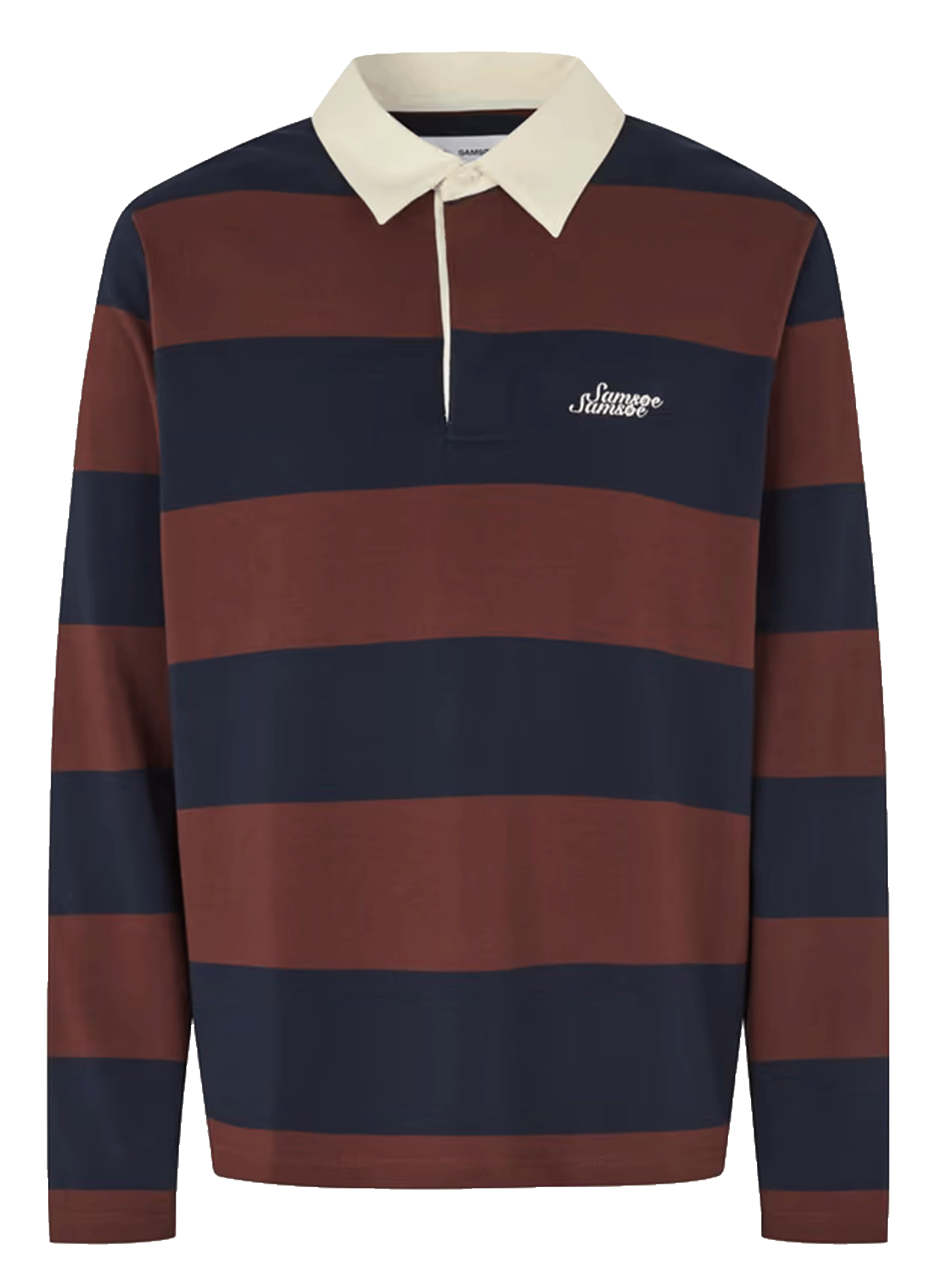 Straight striped organic cotton polo SAMSOE SAMSOE Brown