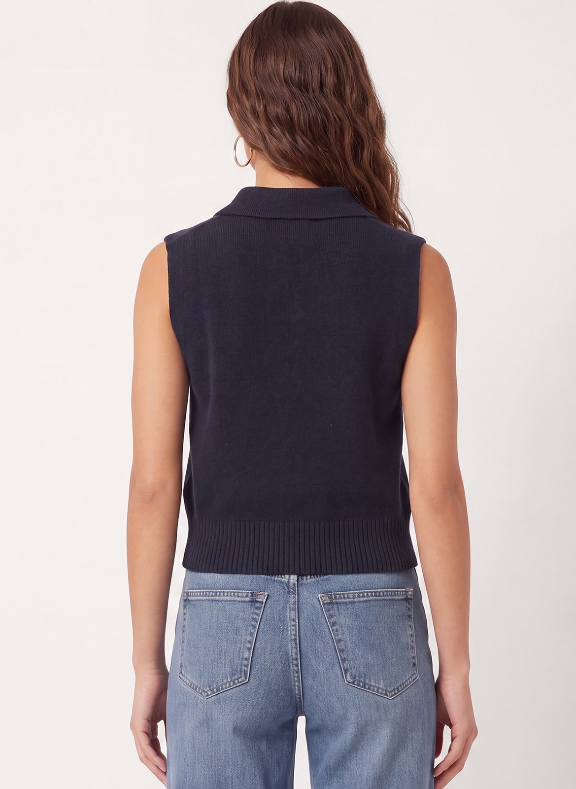 Plain V-neck sleeveless sweater KOOKAI Blue