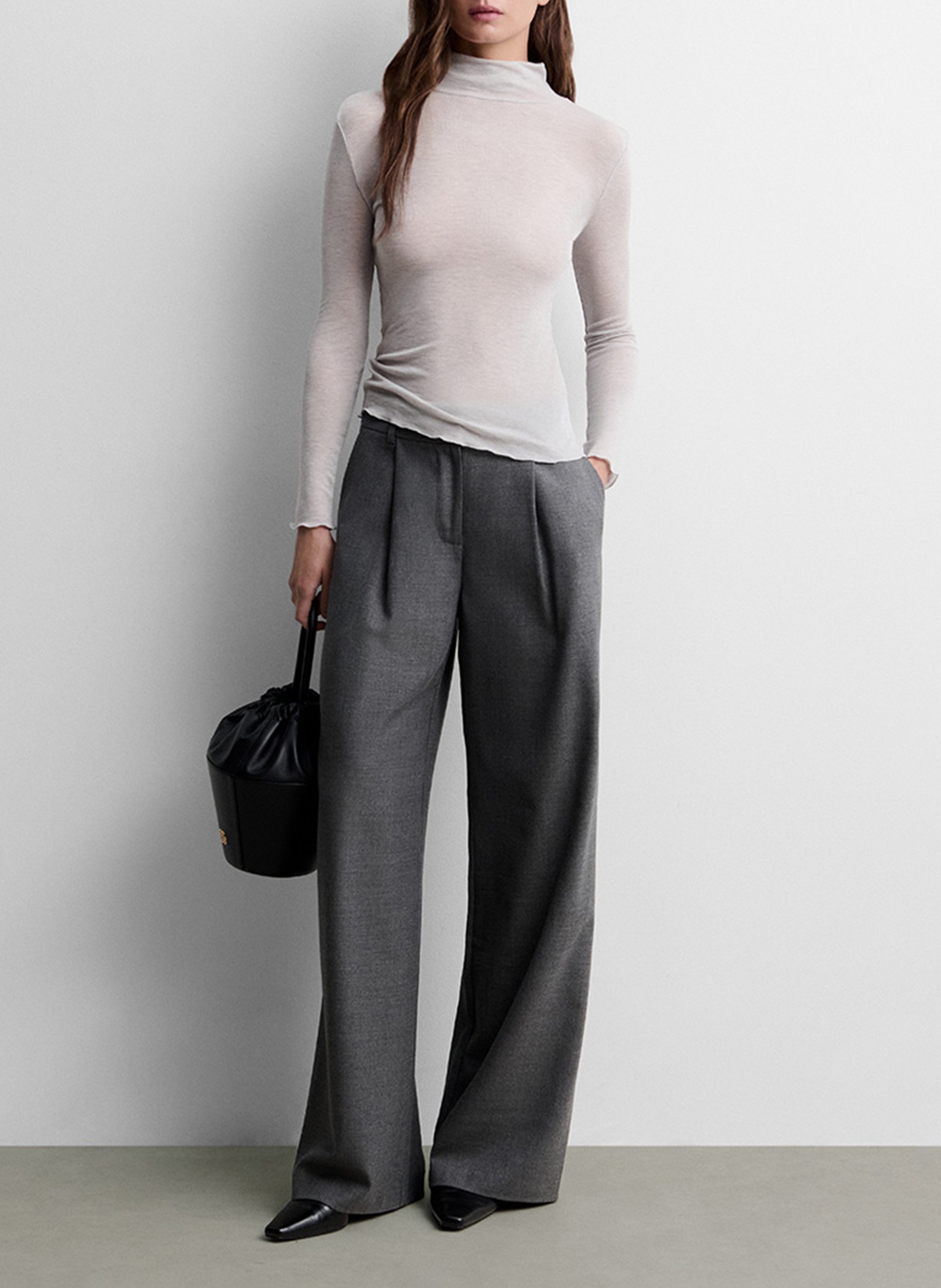 Plain high-neck top SIMORRA Grey