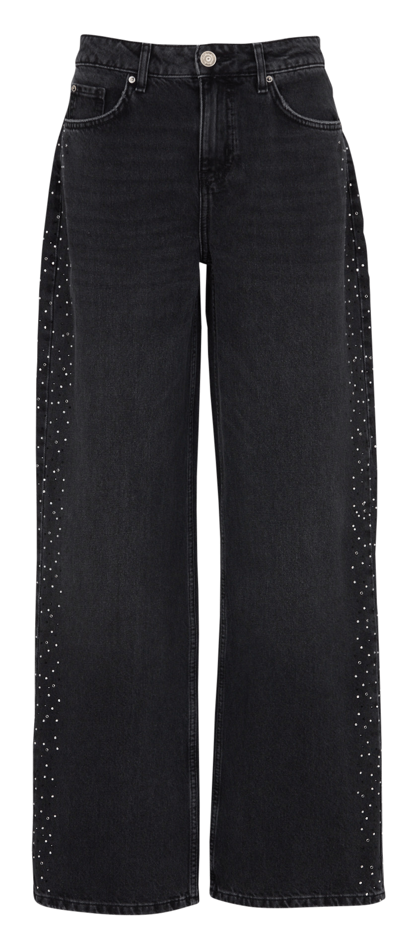 Wide-leg high-waisted cotton jeans SUD EXPRESS Black