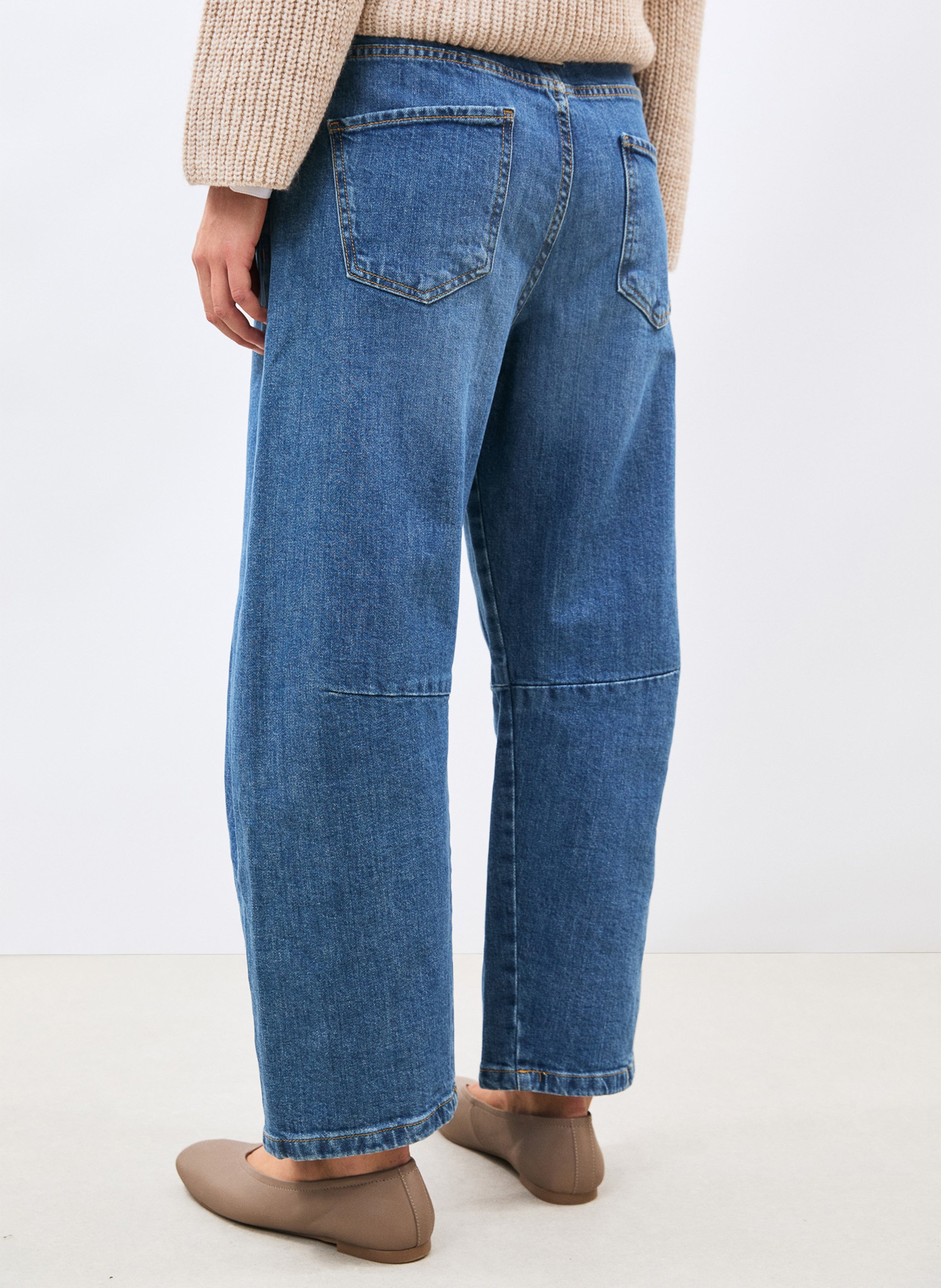 Jean barrel taille haute en coton mélangé HUMILITY Bleu
