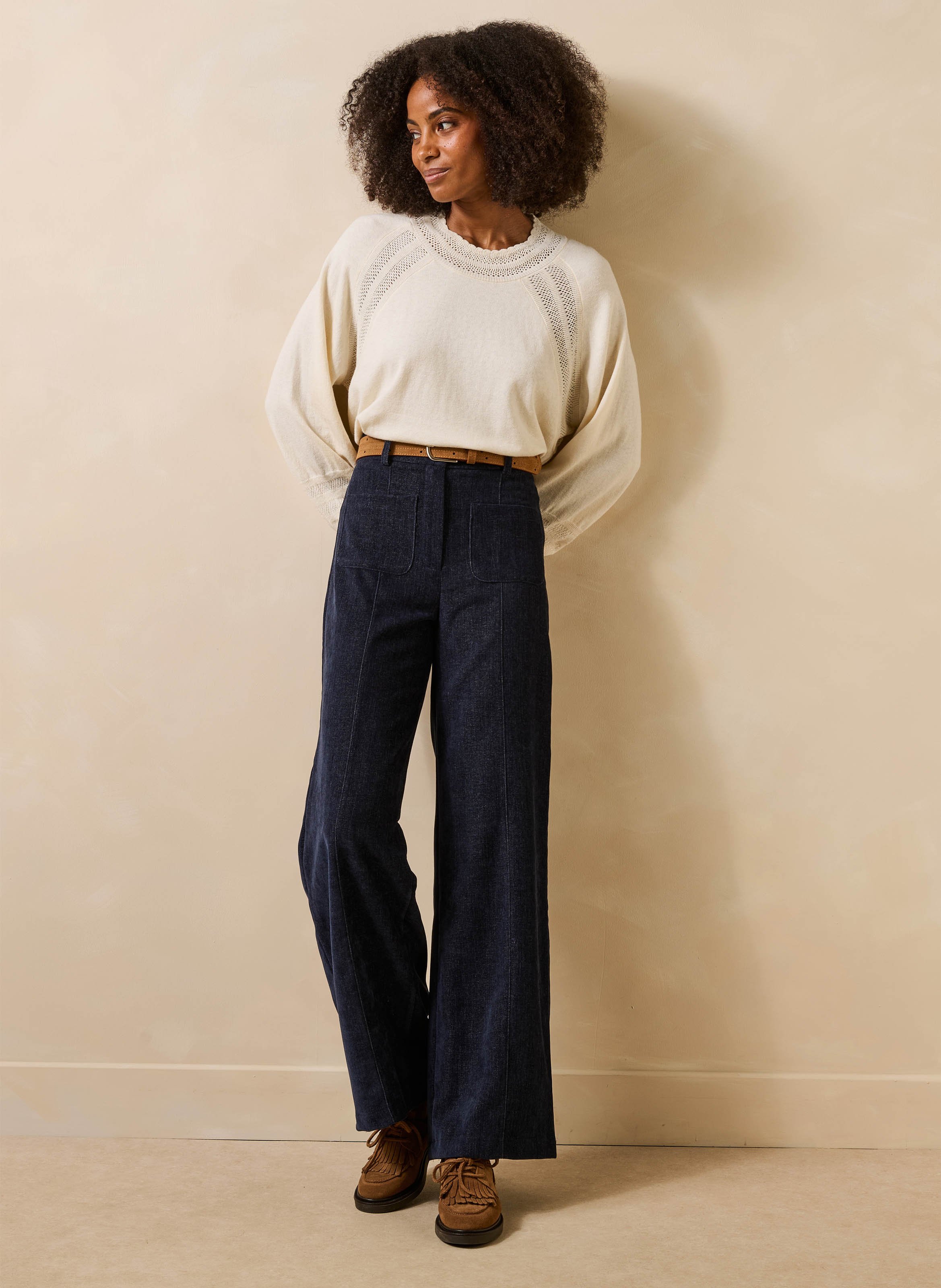Oversized sweater in wool and organic cotton LA FEE MARABOUTEE White