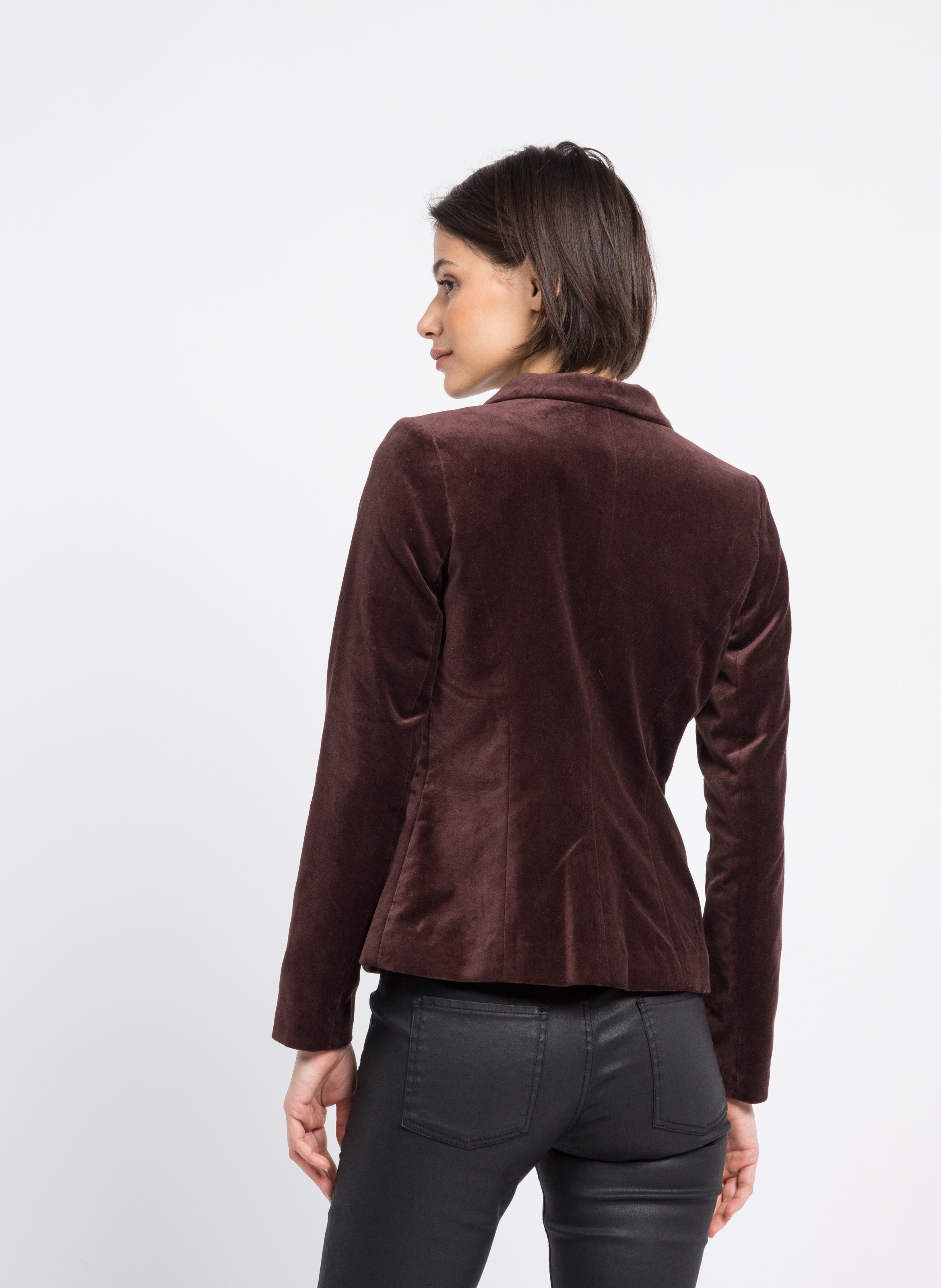 Cotton Velvet Jacket With Shawl Collar Violet Burgundy One Step Women Place des Tendances