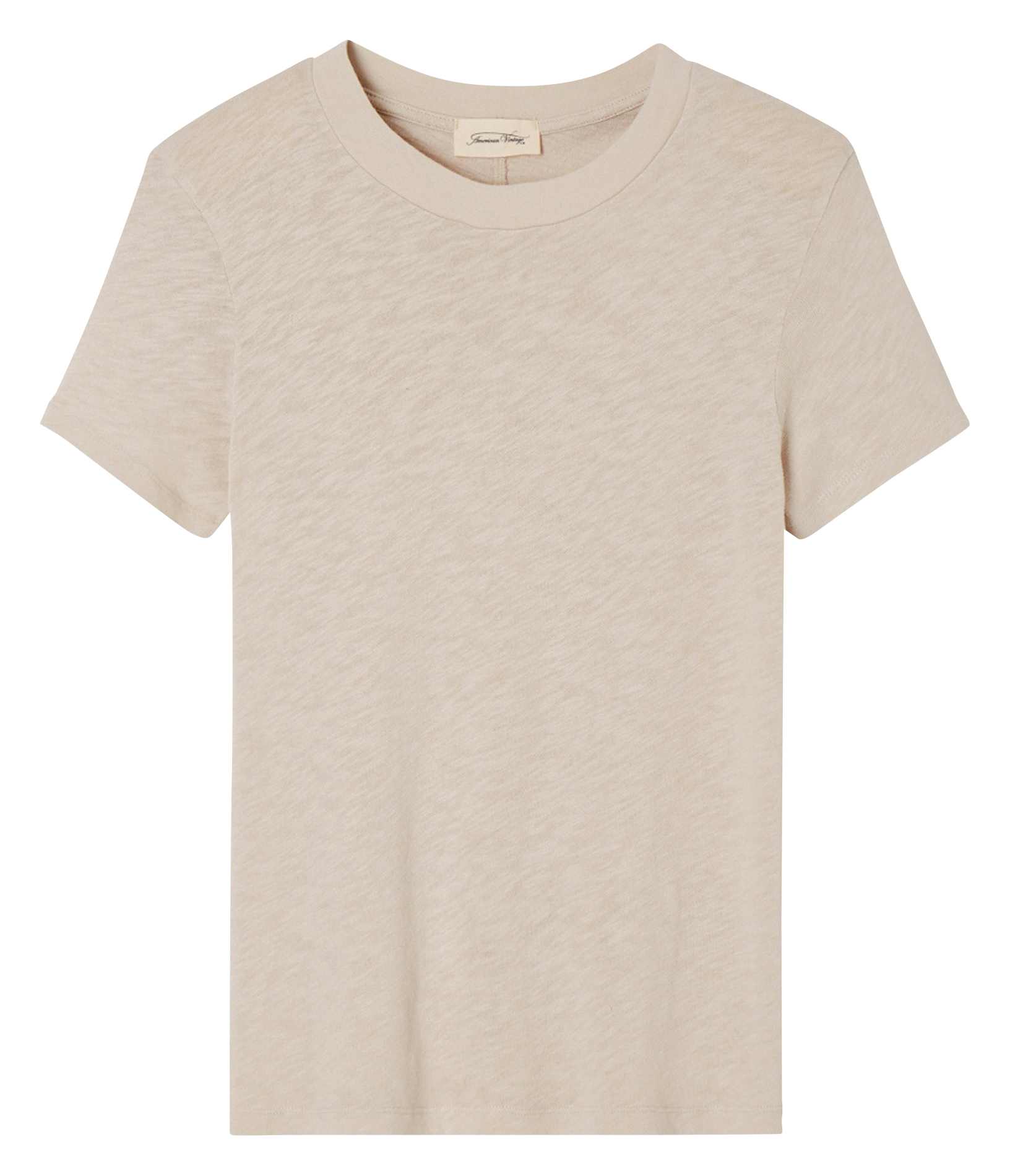 Tee-shirt col rond droit en coton AMERICAN VINTAGE Beige