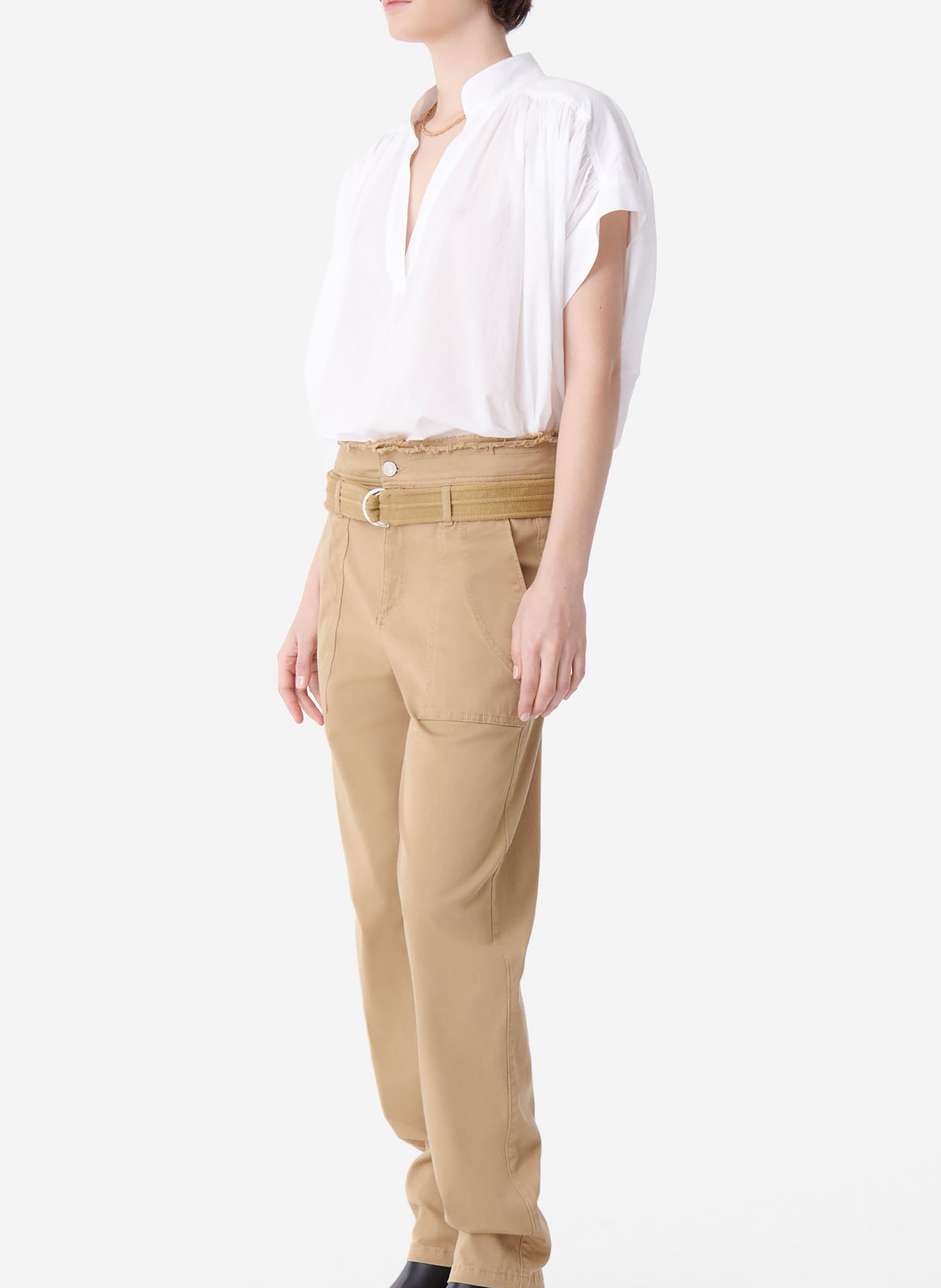 Weite Baumwollbluse mit V-Ausschnitt VANESSA BRUNO Weiss