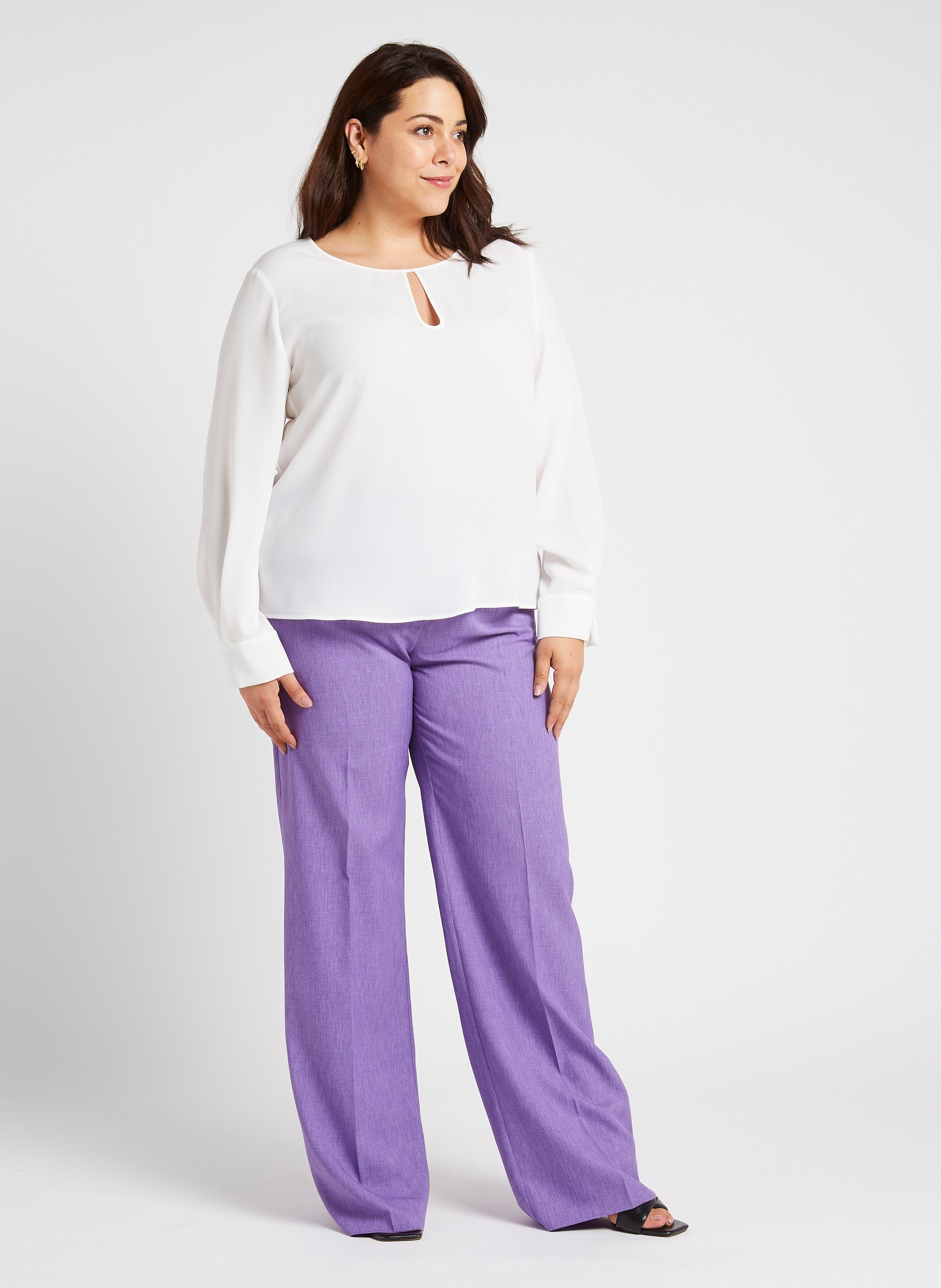 Pantalon taille haute ample PERSONA by Marina Rinaldi Violet