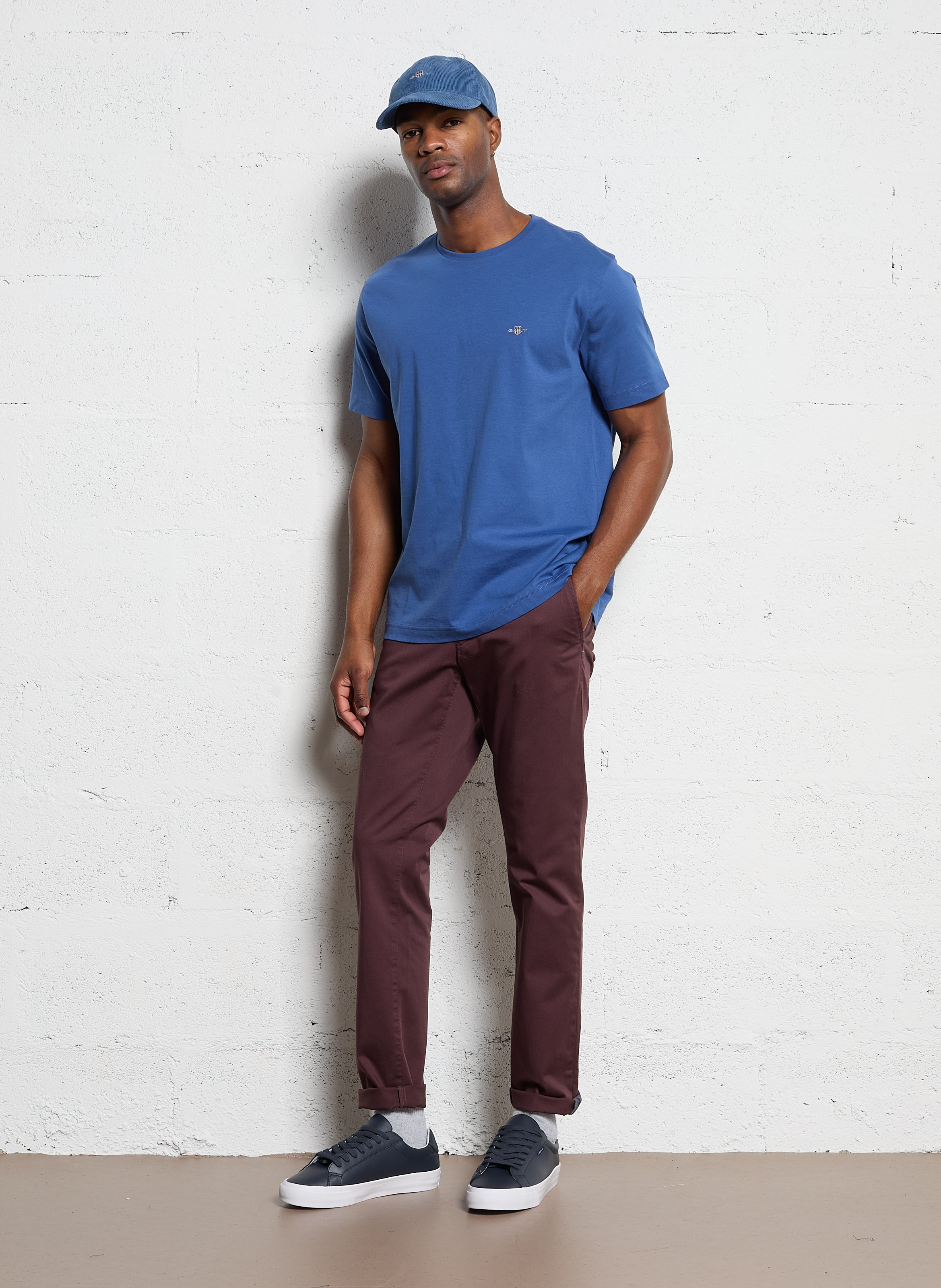Round-neck cotton T-shirt GANT Blue