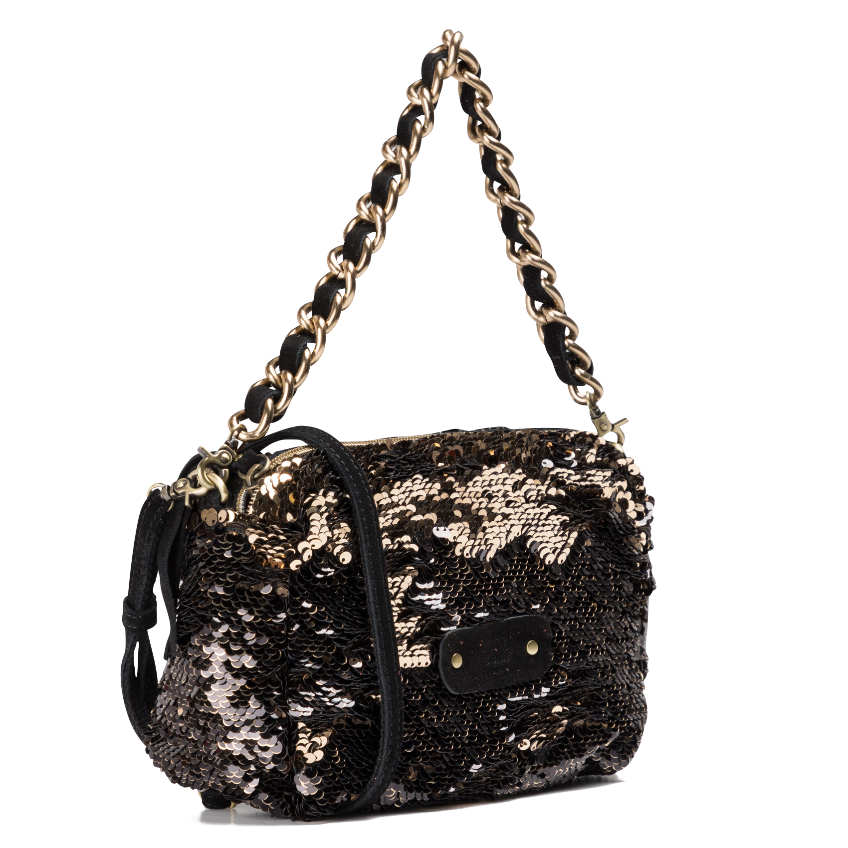 Stoffen schoudertas met lovertjes MILA LOUISE Zwart