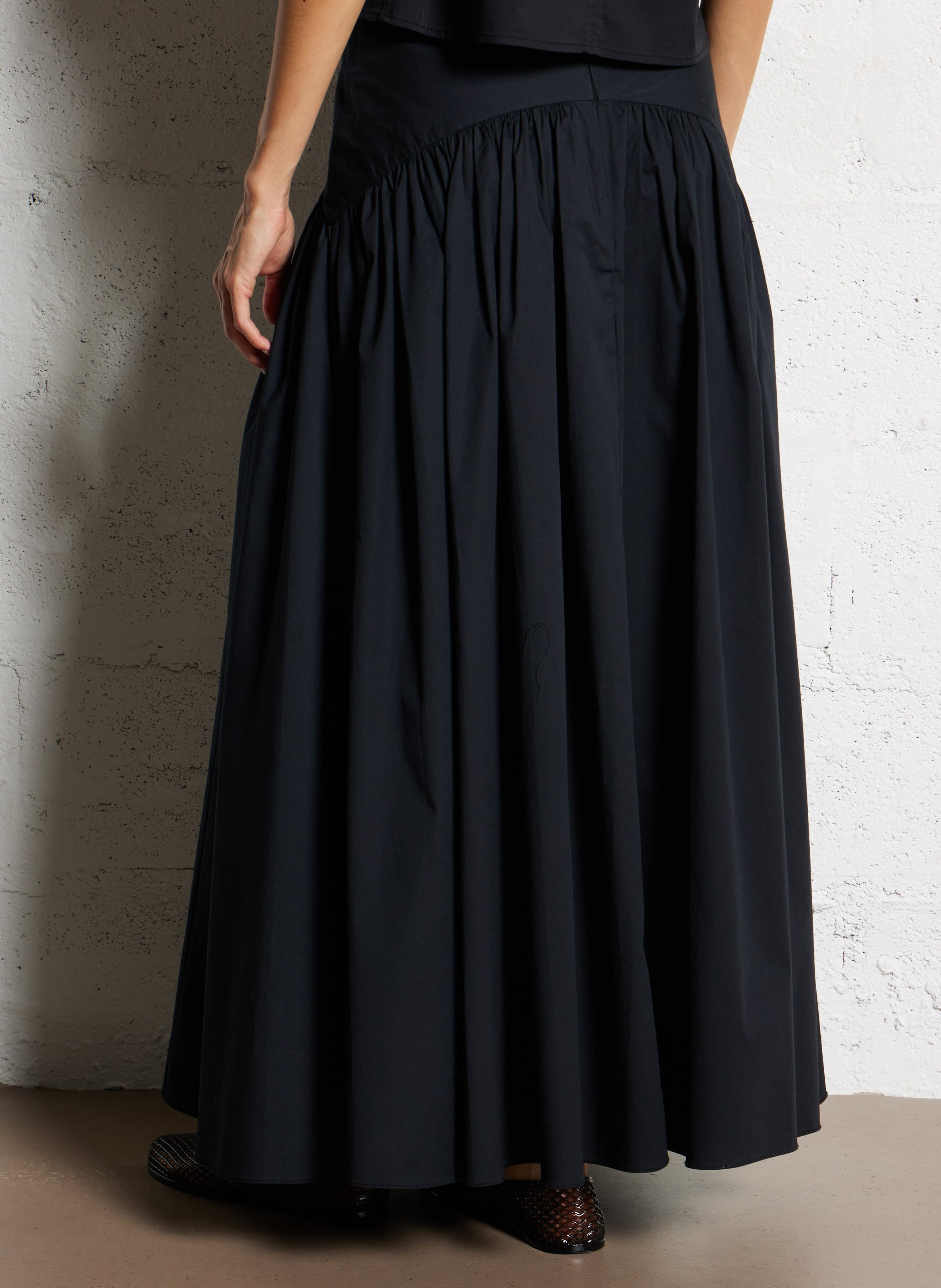 Long cotton-blend skirt STAUD Black