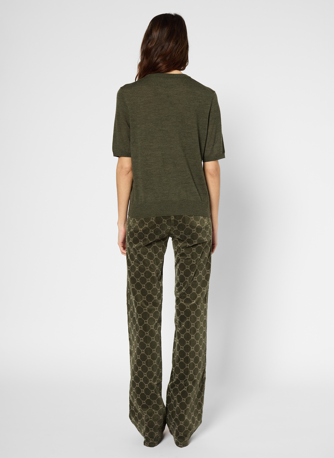 Tee-shirt droit brodé en laine mérinos GERARD DAREL Kaki