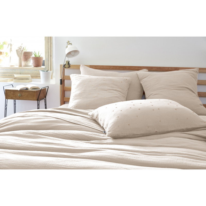 Cotton percale pillow case L'EFFET PAPILLON White