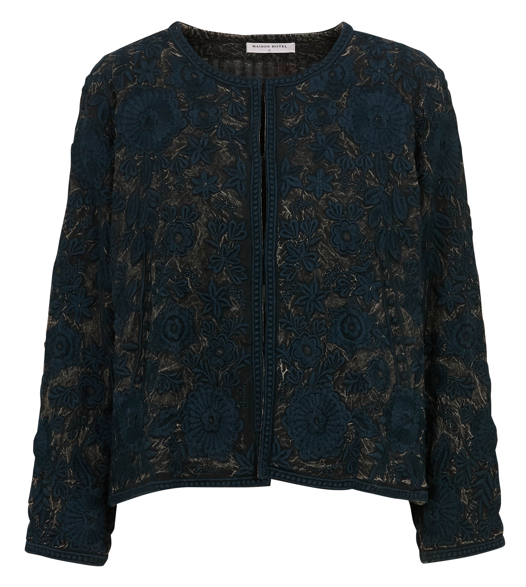 Round-neck embroidered cardigan MAISON HOTEL Blue
