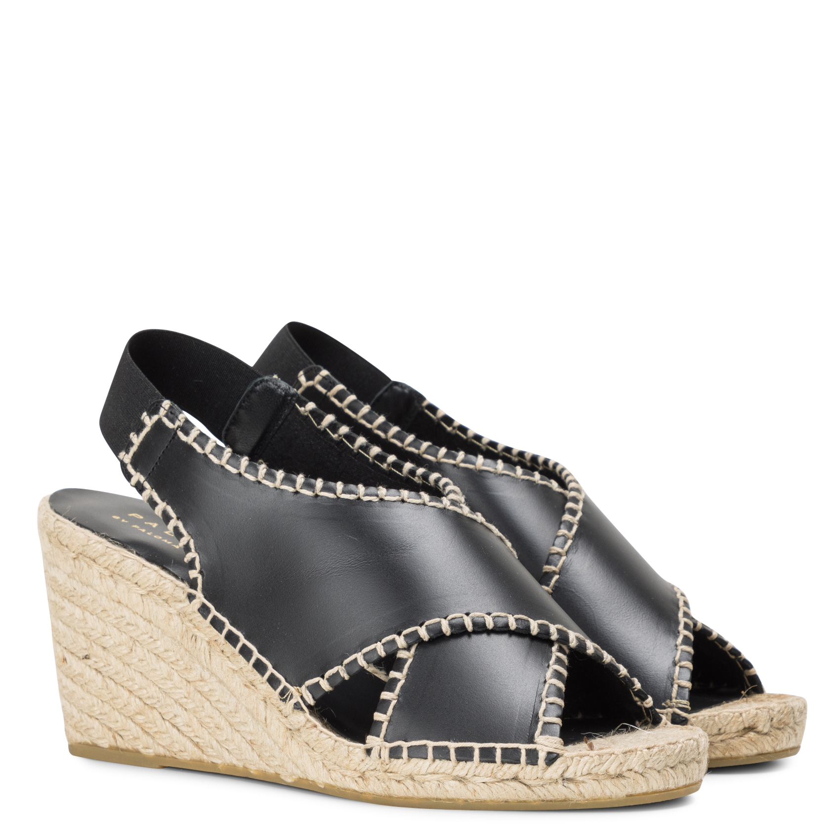 Sandales compensées en cuir PALOMITAS BY PALOMA BARCELO Noir