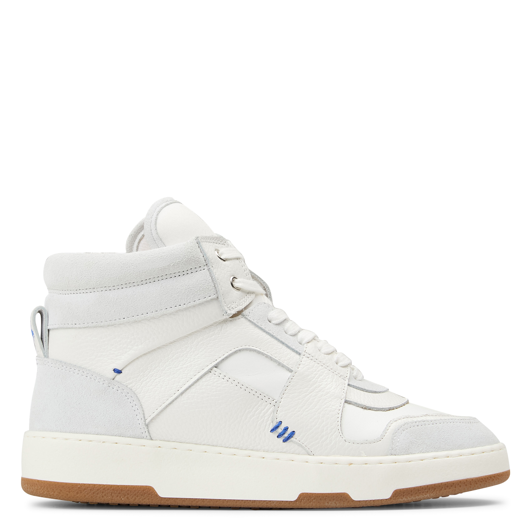 High-top mixed leather sneakers ACOTE White