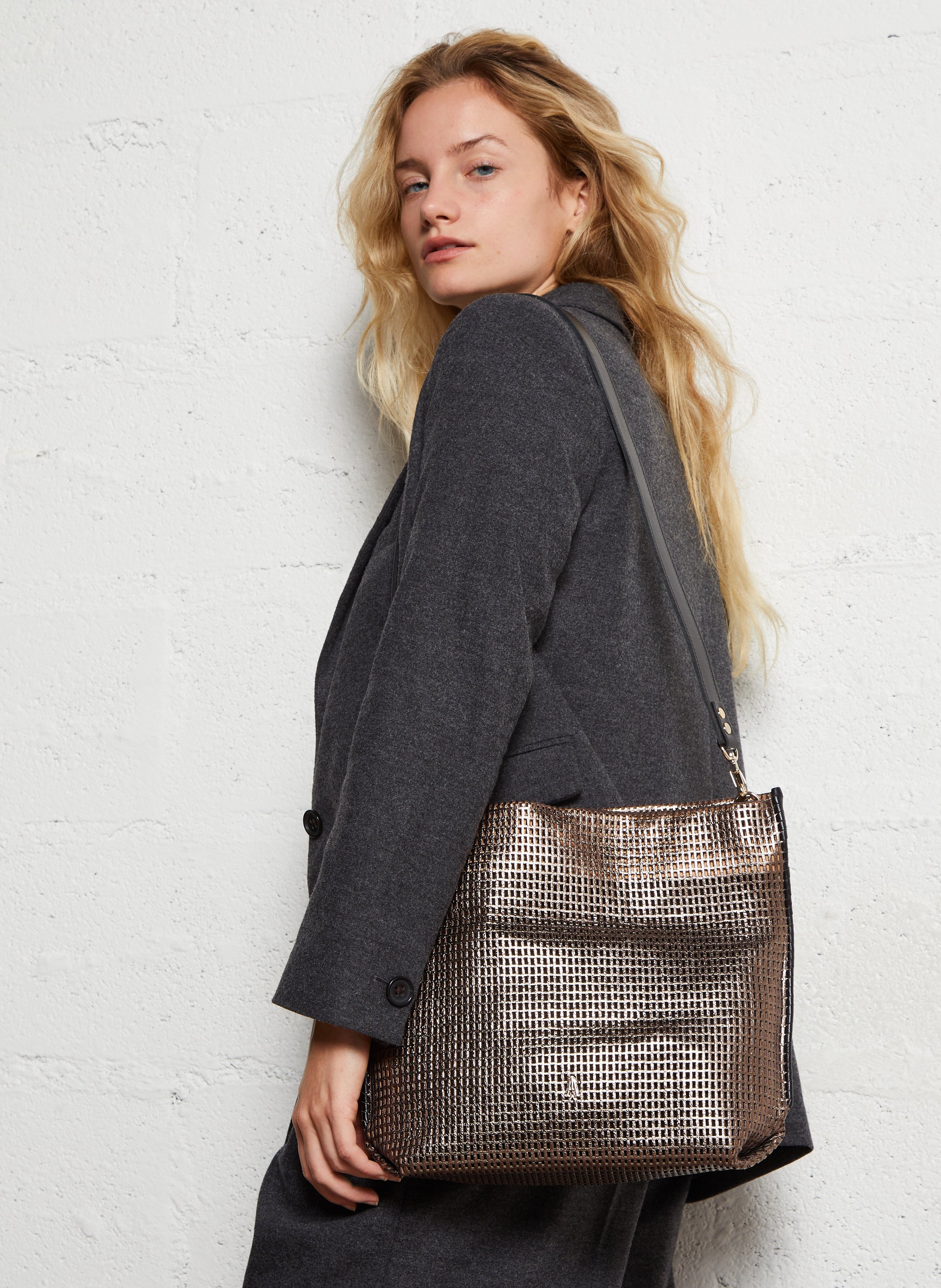 Sac bandoulière en cuir ajouré CRAIE STUDIO Doré