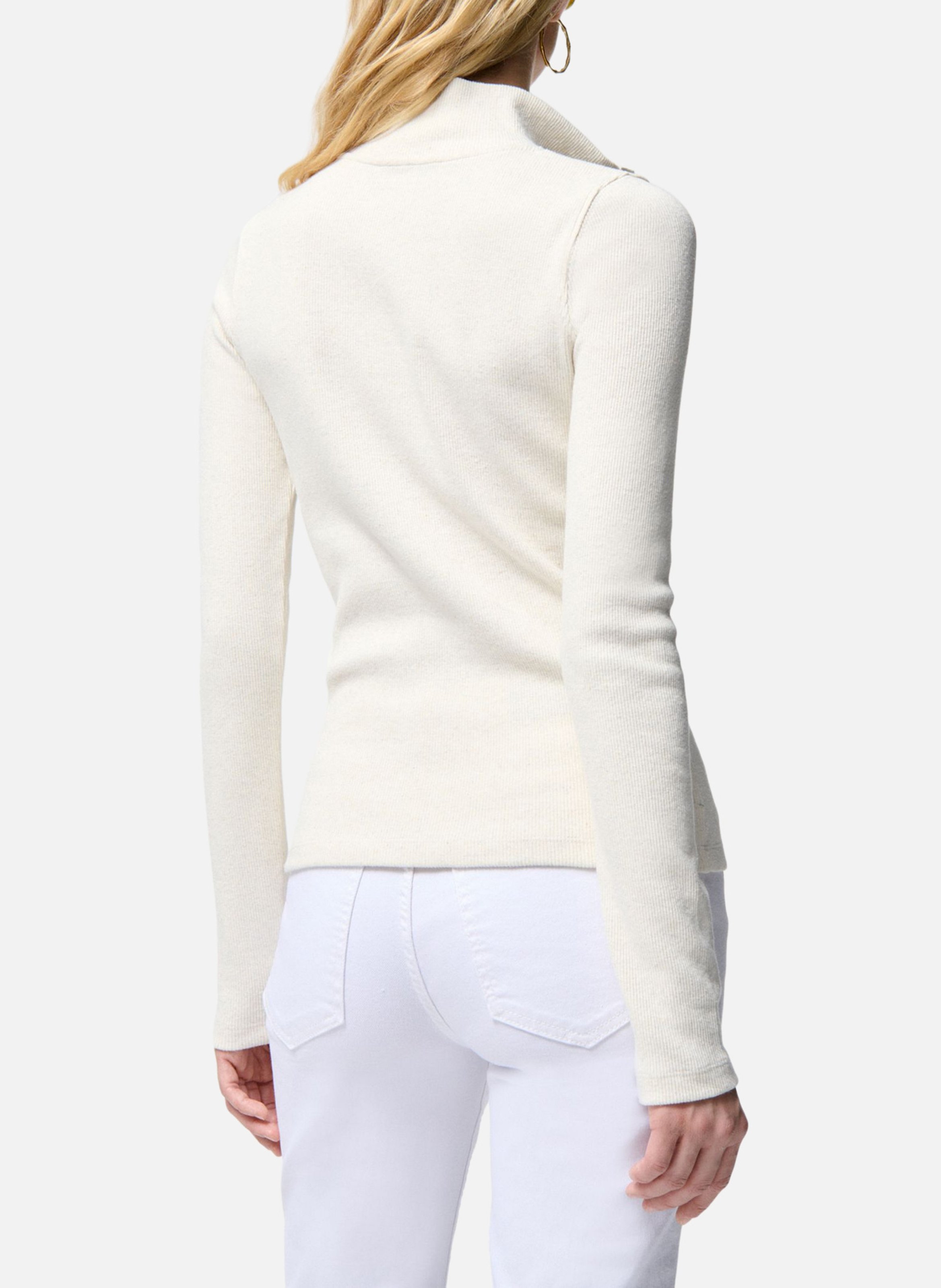 Fitted high-neck top in blended recycled cotton VANESSA BRUNO Beige