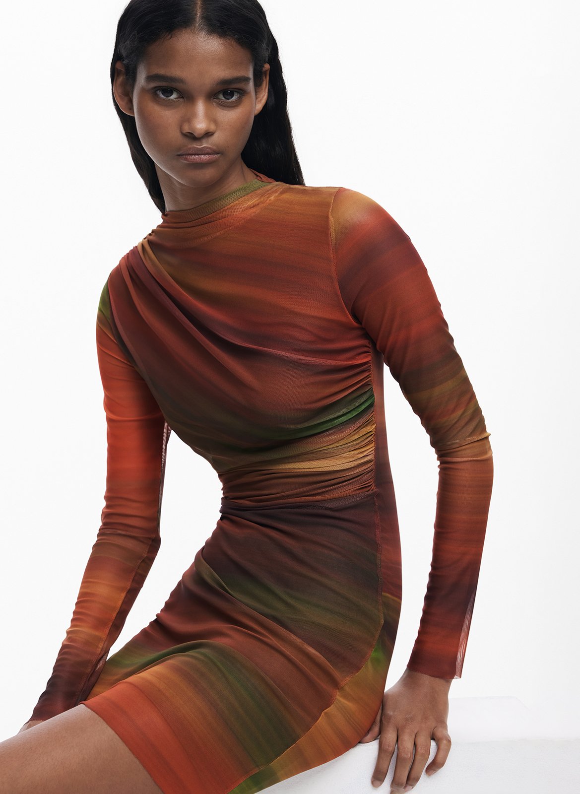 Robe courte drapée à rayures  DESIGUAL Orange