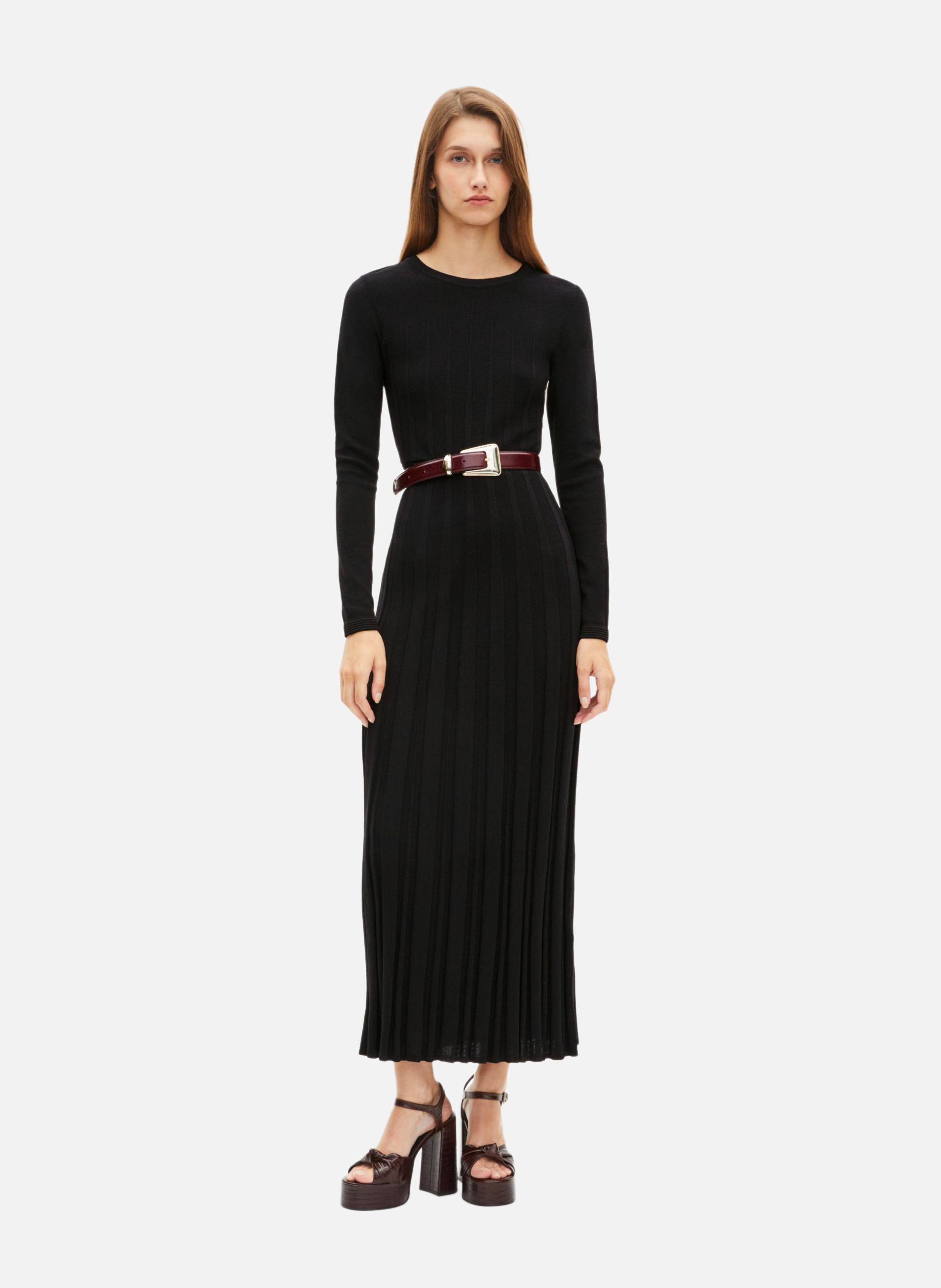 Long knitted dress with lace THE KOOPLES Black