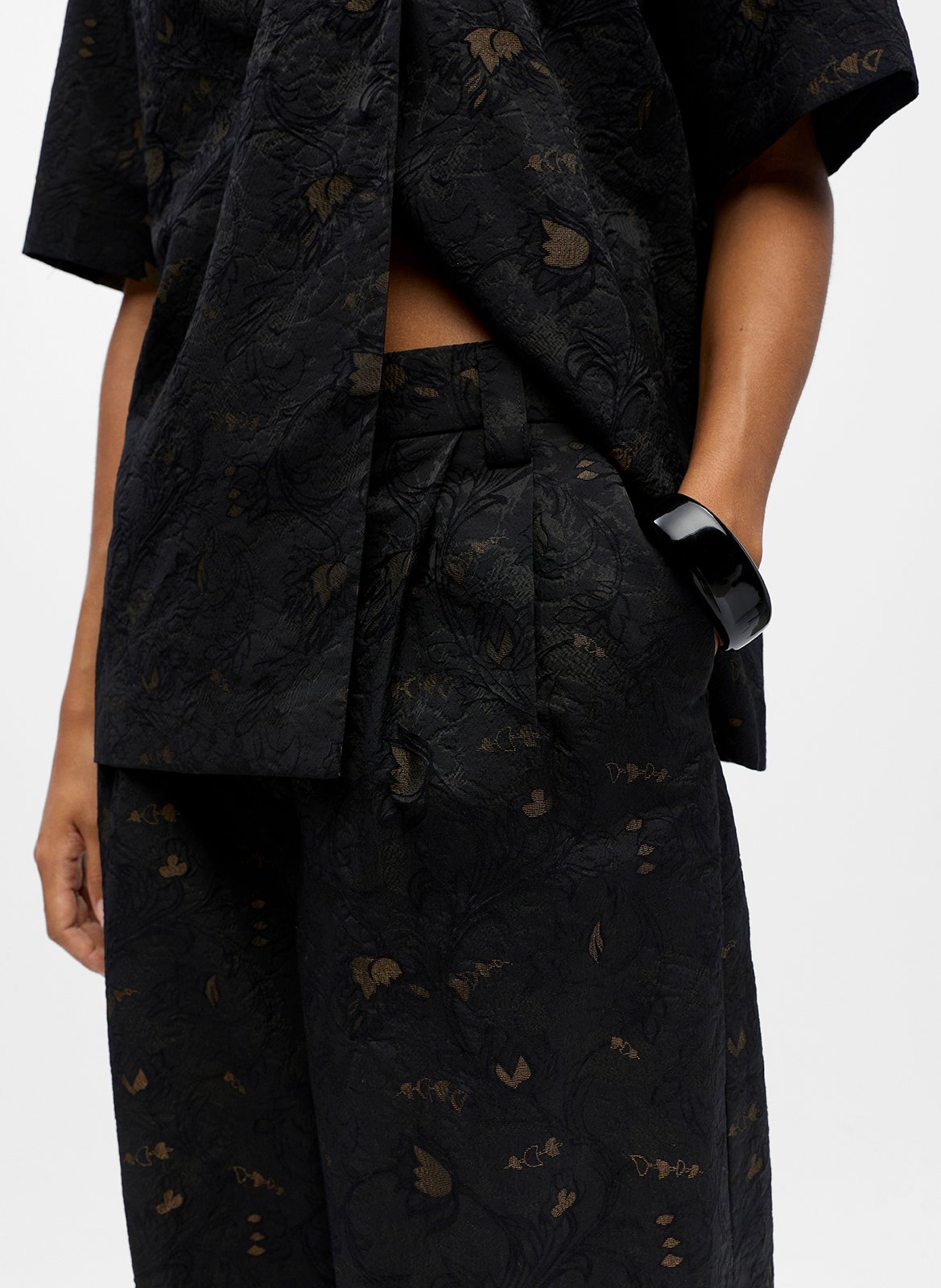 Rechte broek met motieven OBJECT Zwart